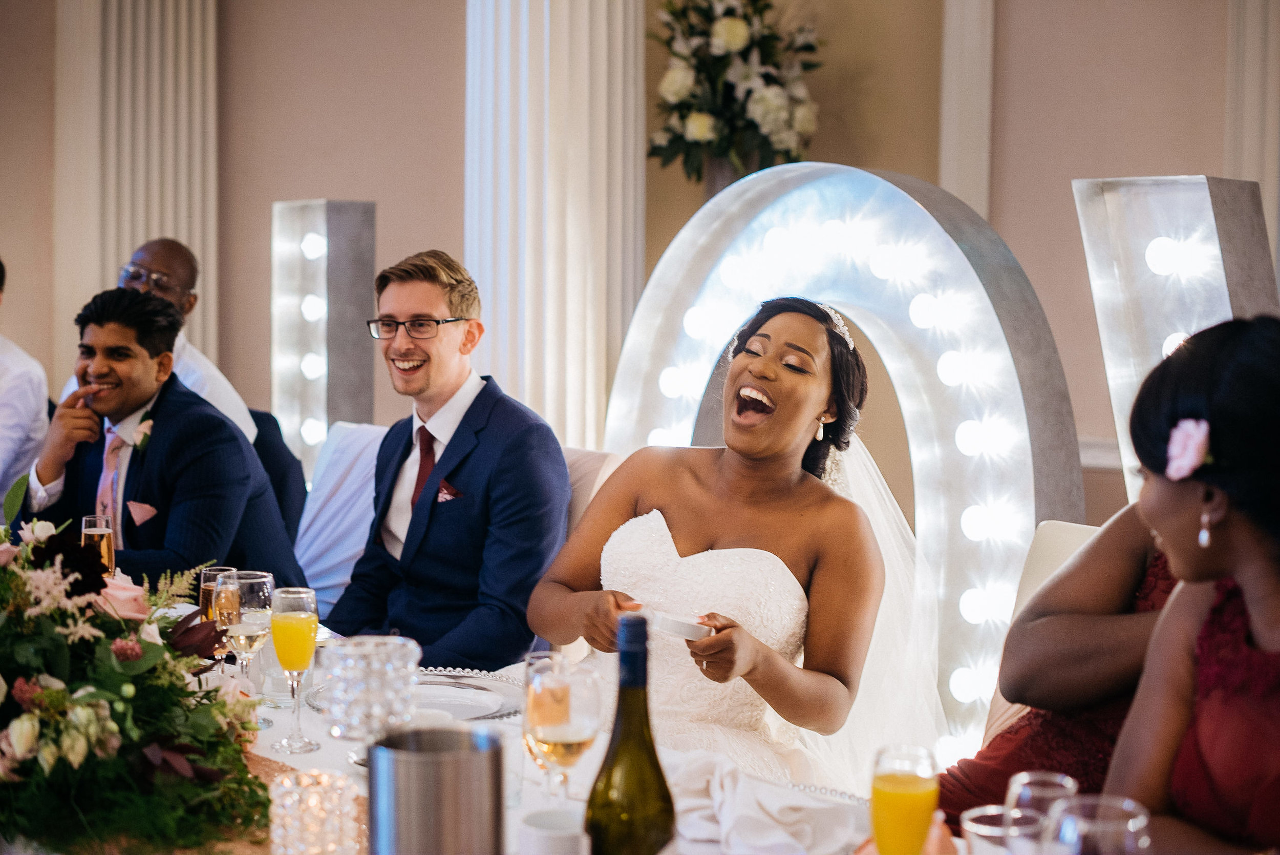 bride laughing 