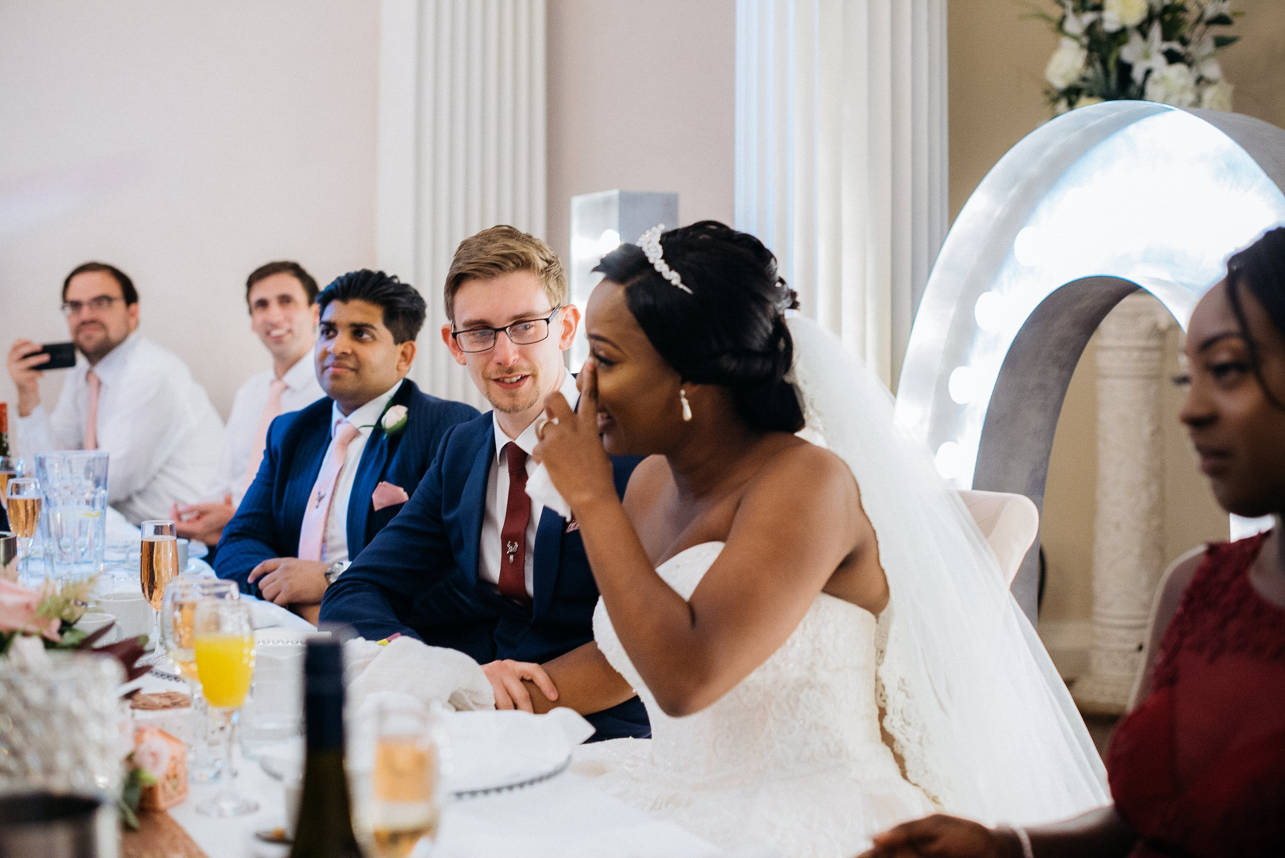 Bride gets emotional as guests sing to her at Colwick Hall