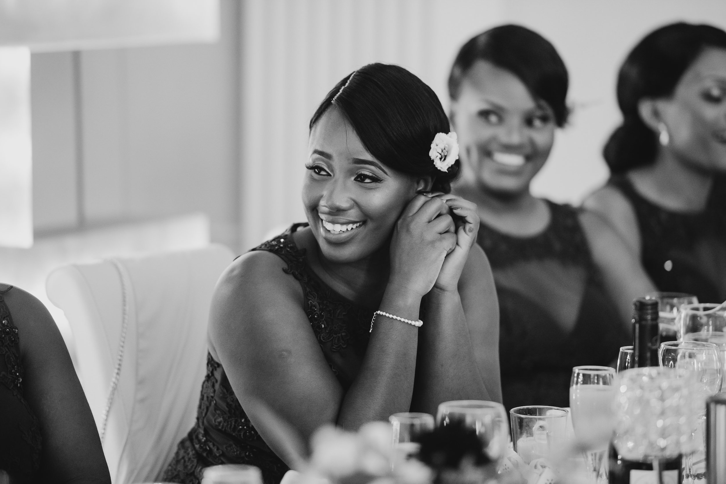 Bridesmaids enjoying the speeches