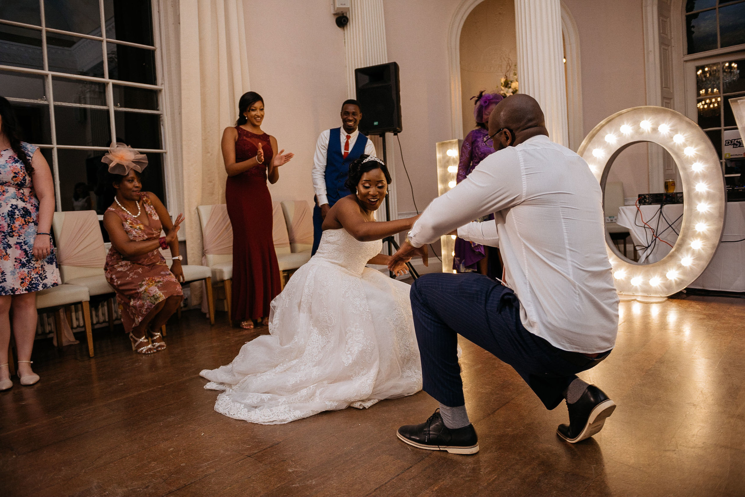 Guests having fun at the wedding reception