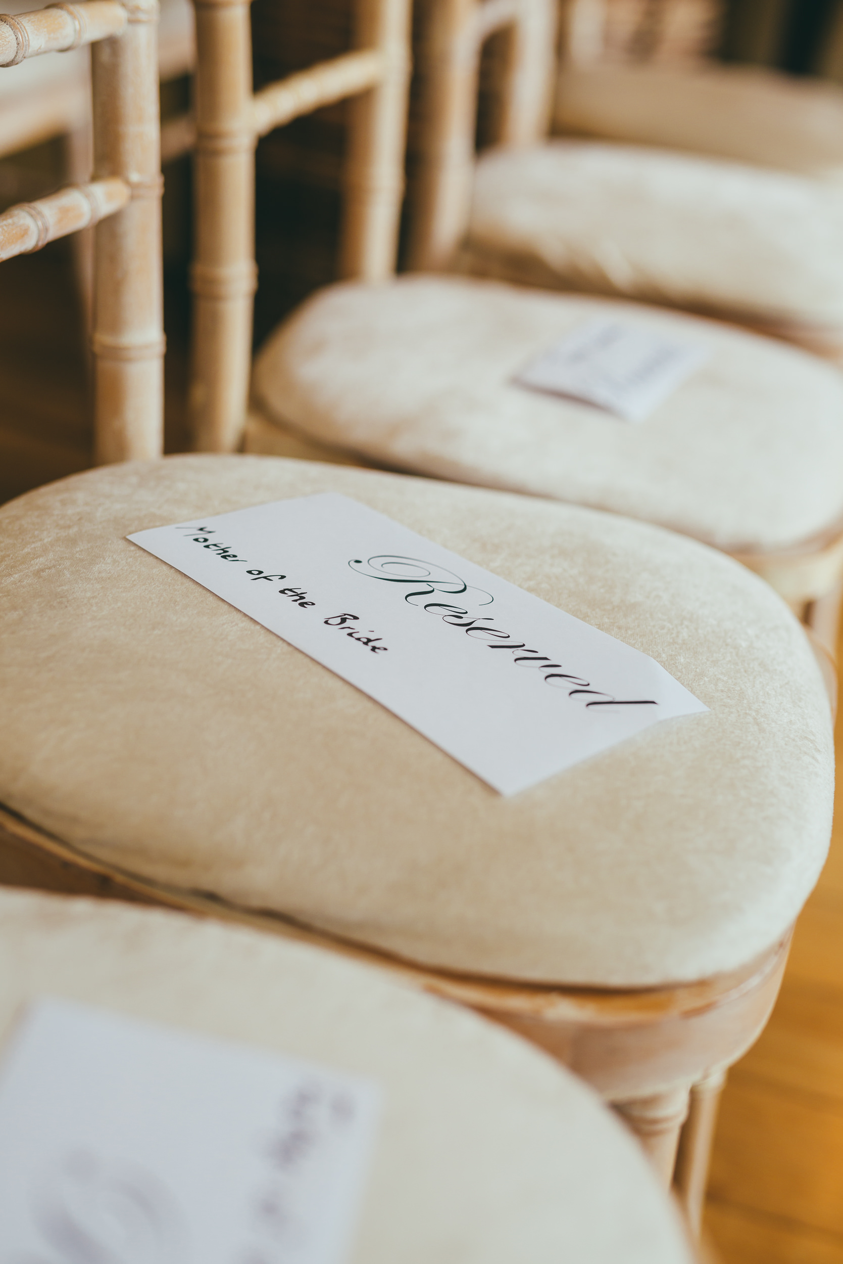 Chairs at the wedding ceremony at Norwood Park