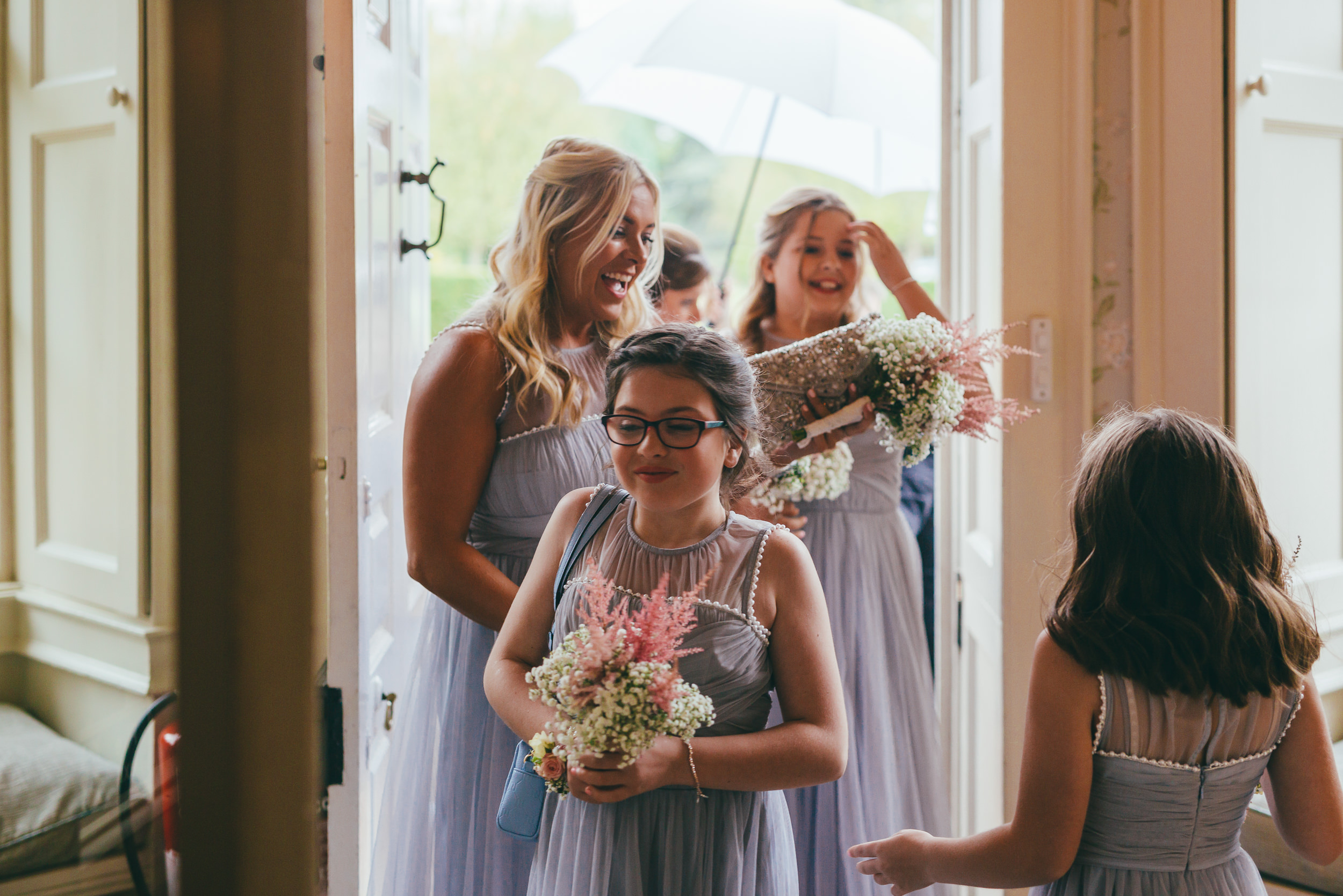 Bridesmaids arrive at Norwood Park for the wedding