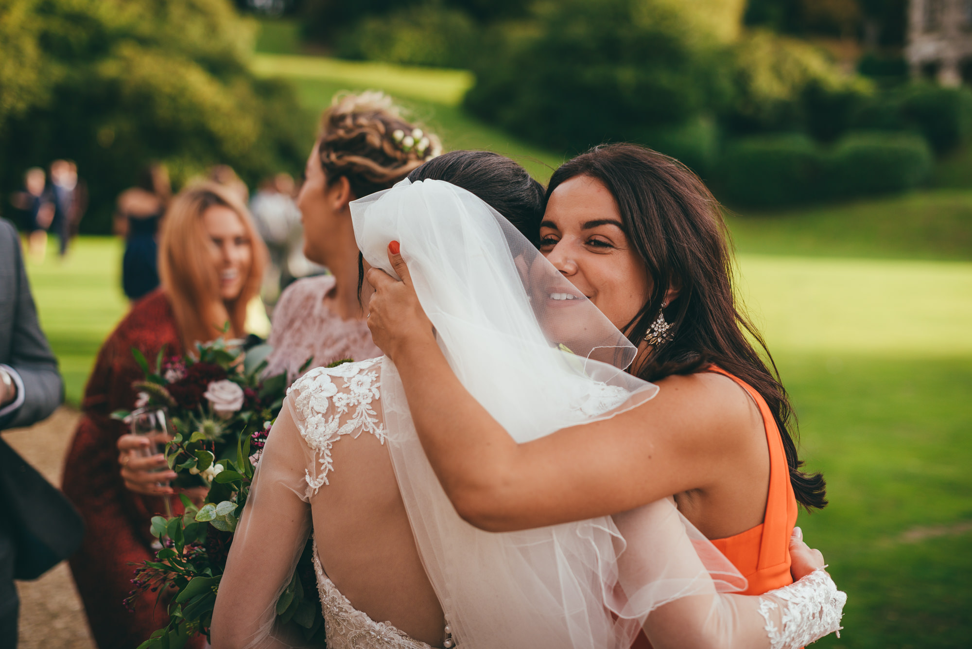 bride hugging friend