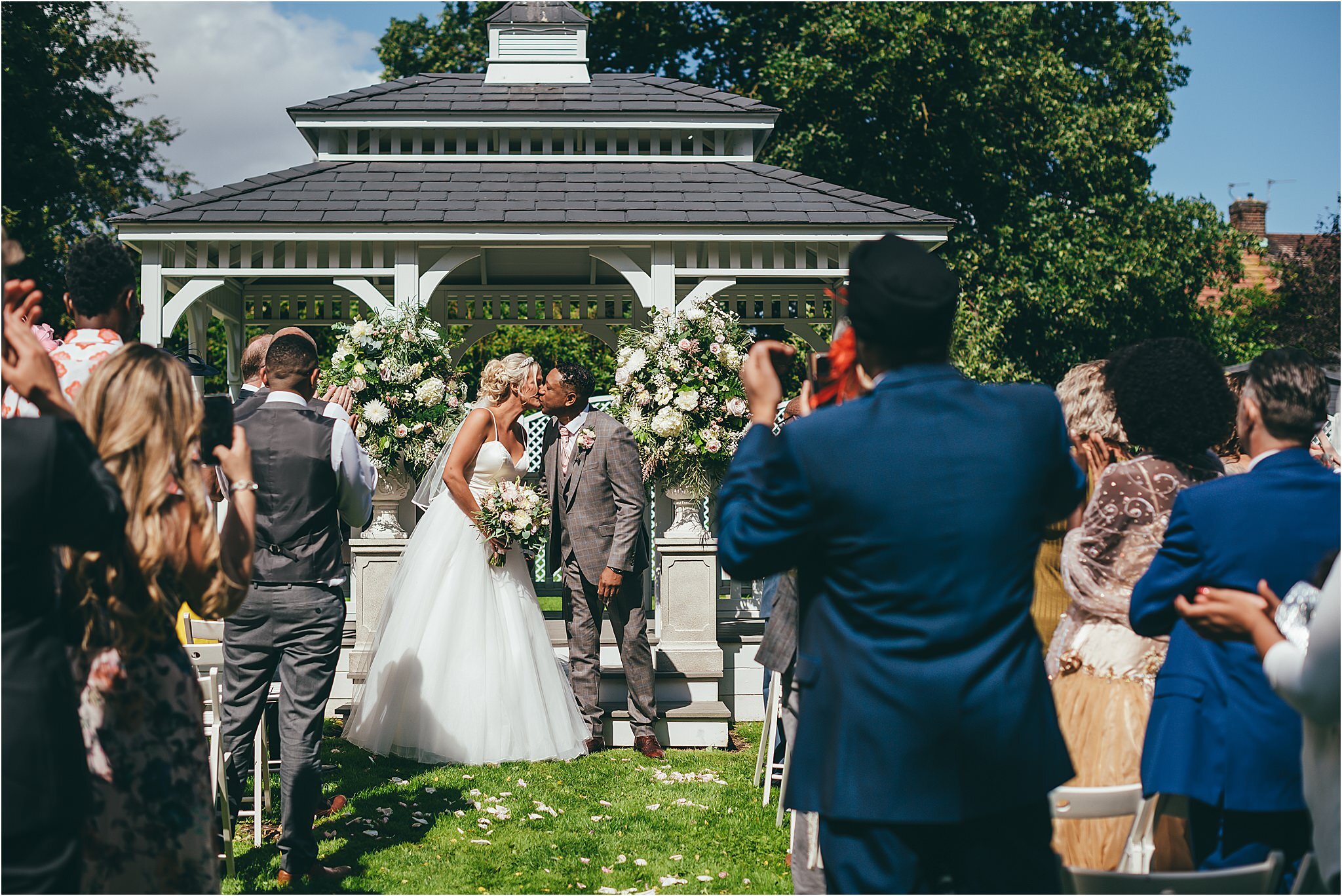 bride and groom kissing