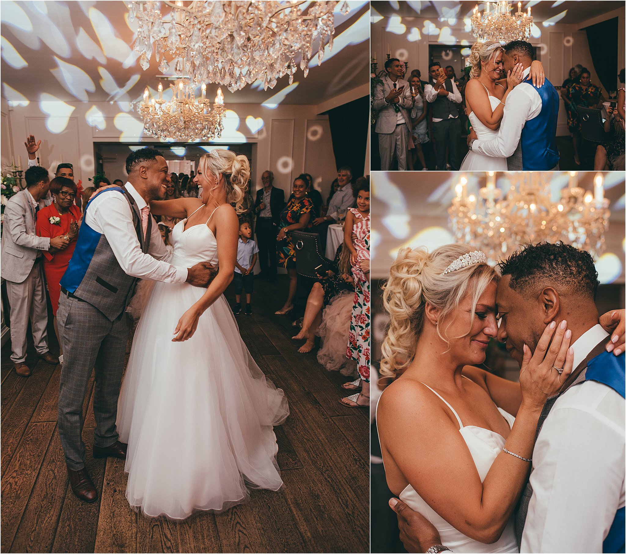 bride and groom enjoying their first dance