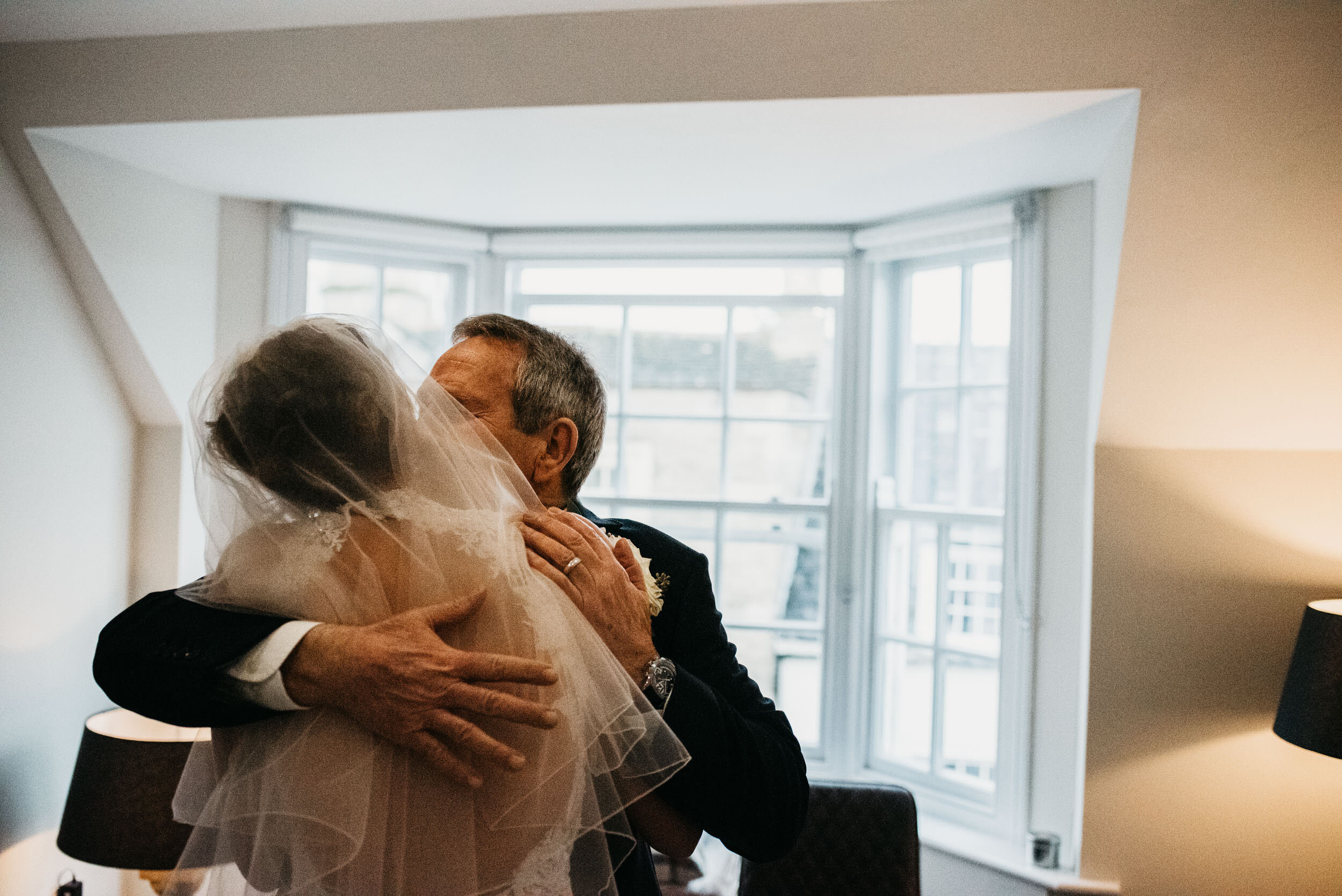 bride hugging her father