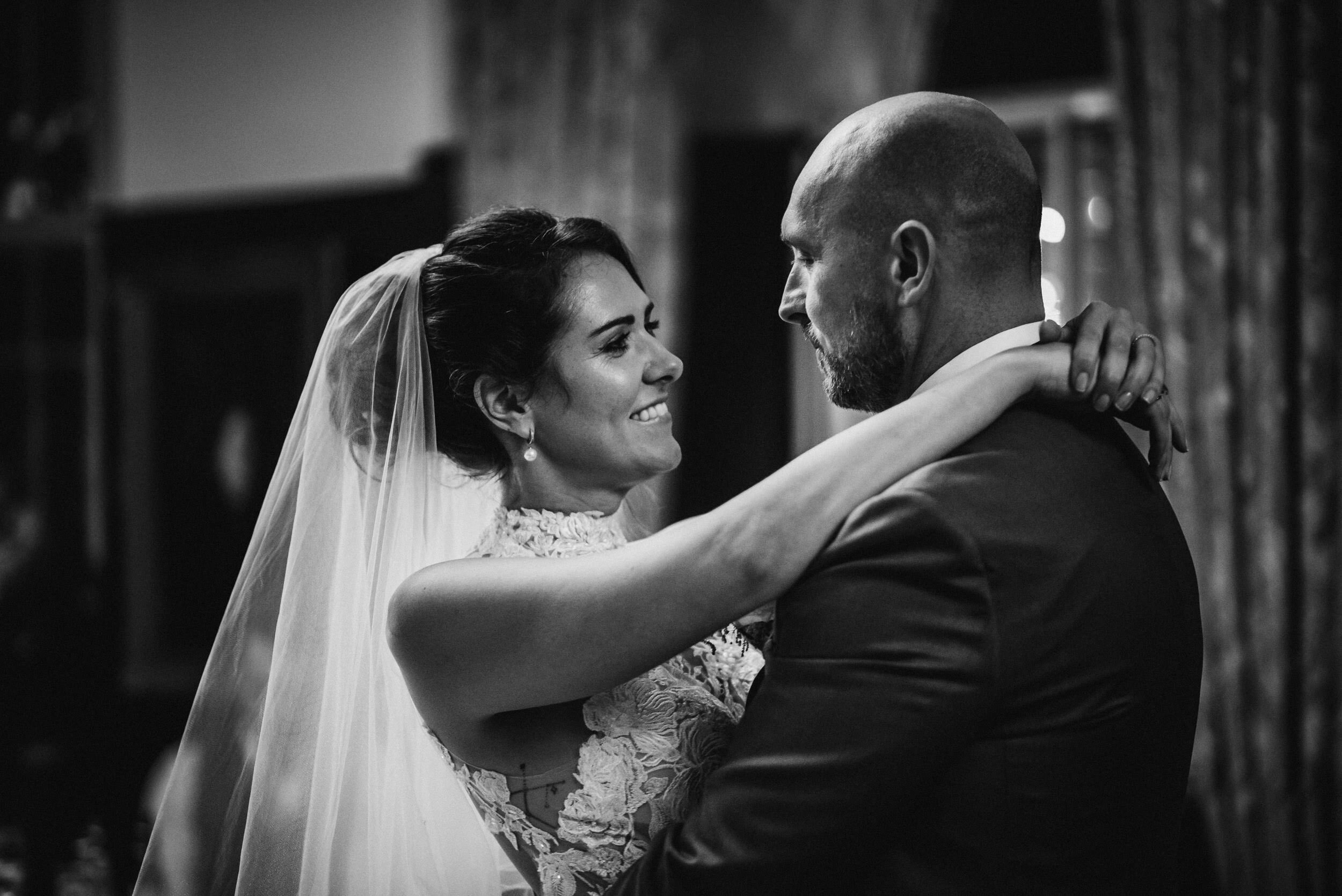 Bride and grooms first dance at the Talbot Hotel in Oundle. 