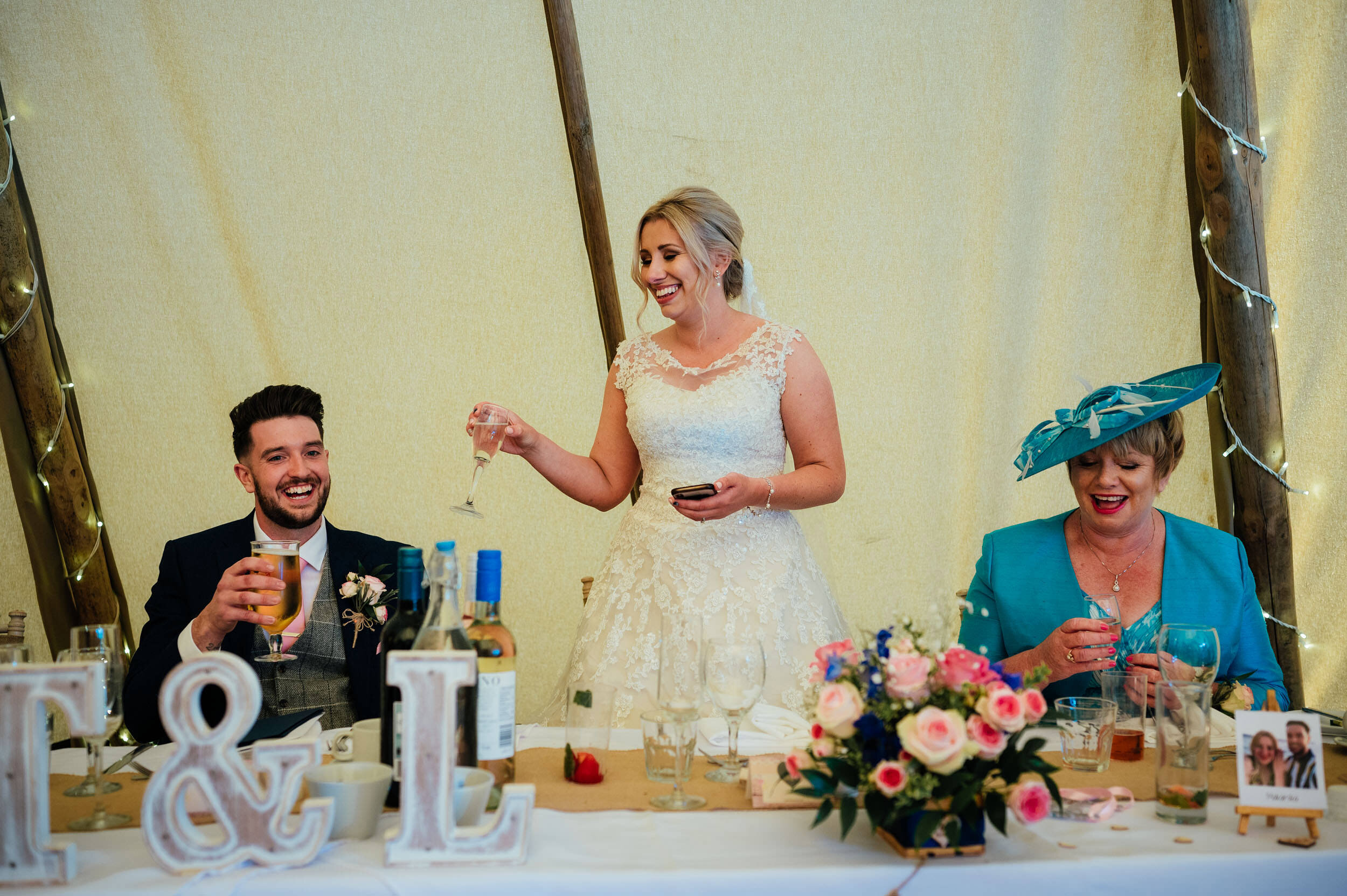 bride reading a speech to her husband