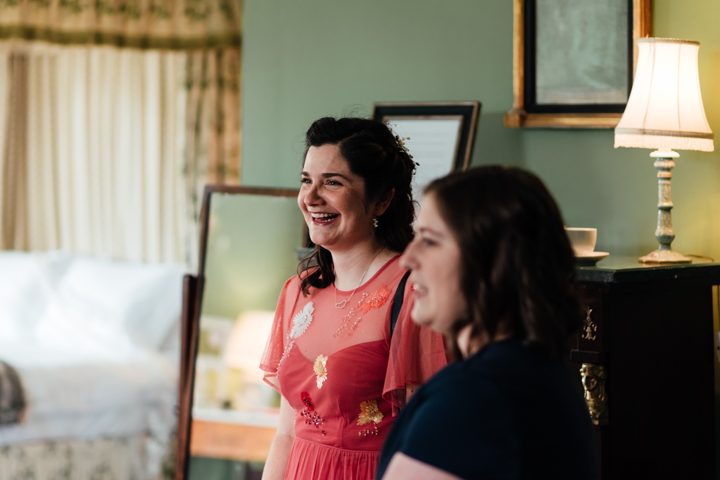 bridesmaid laughing