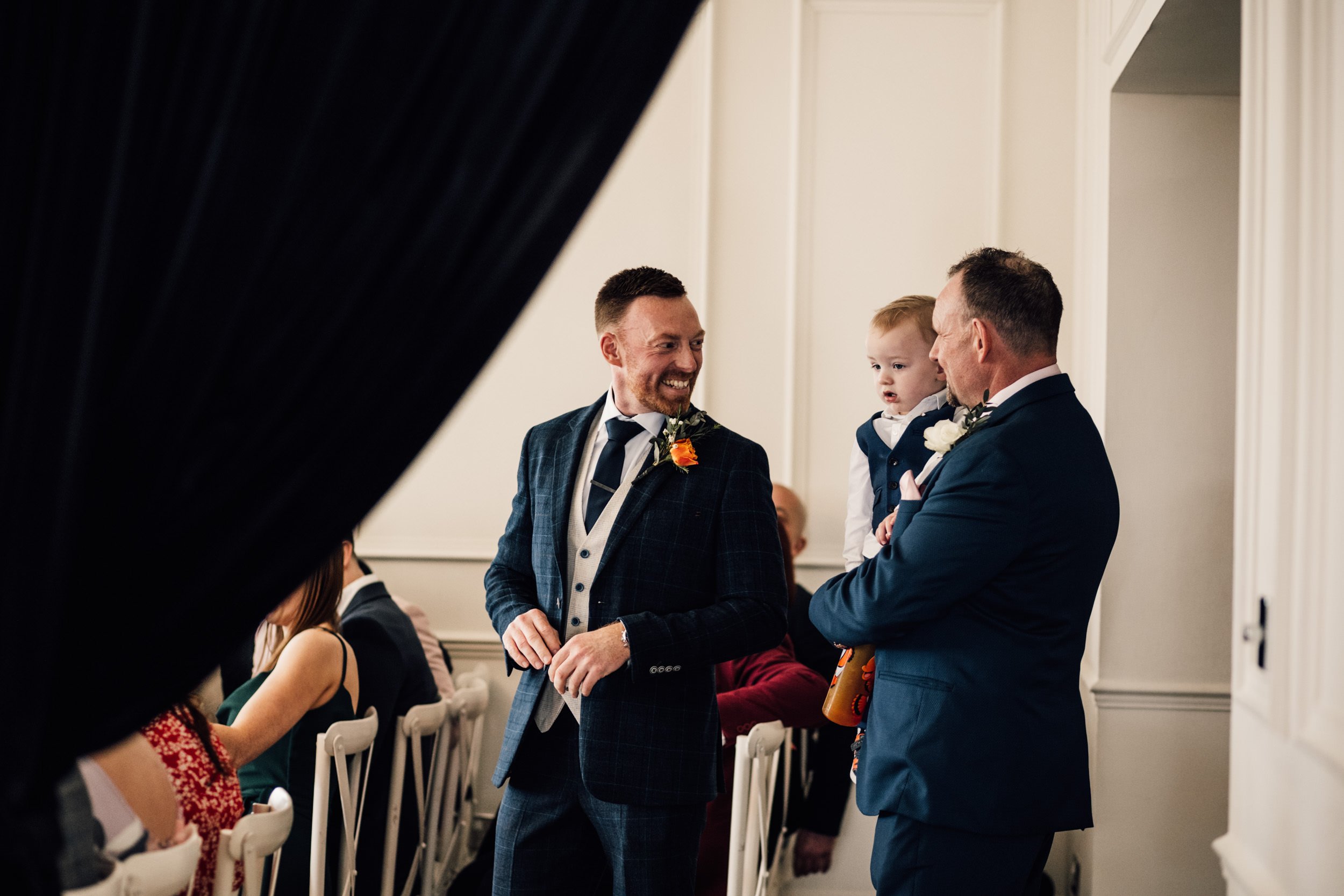 groom joking just before the ceremony