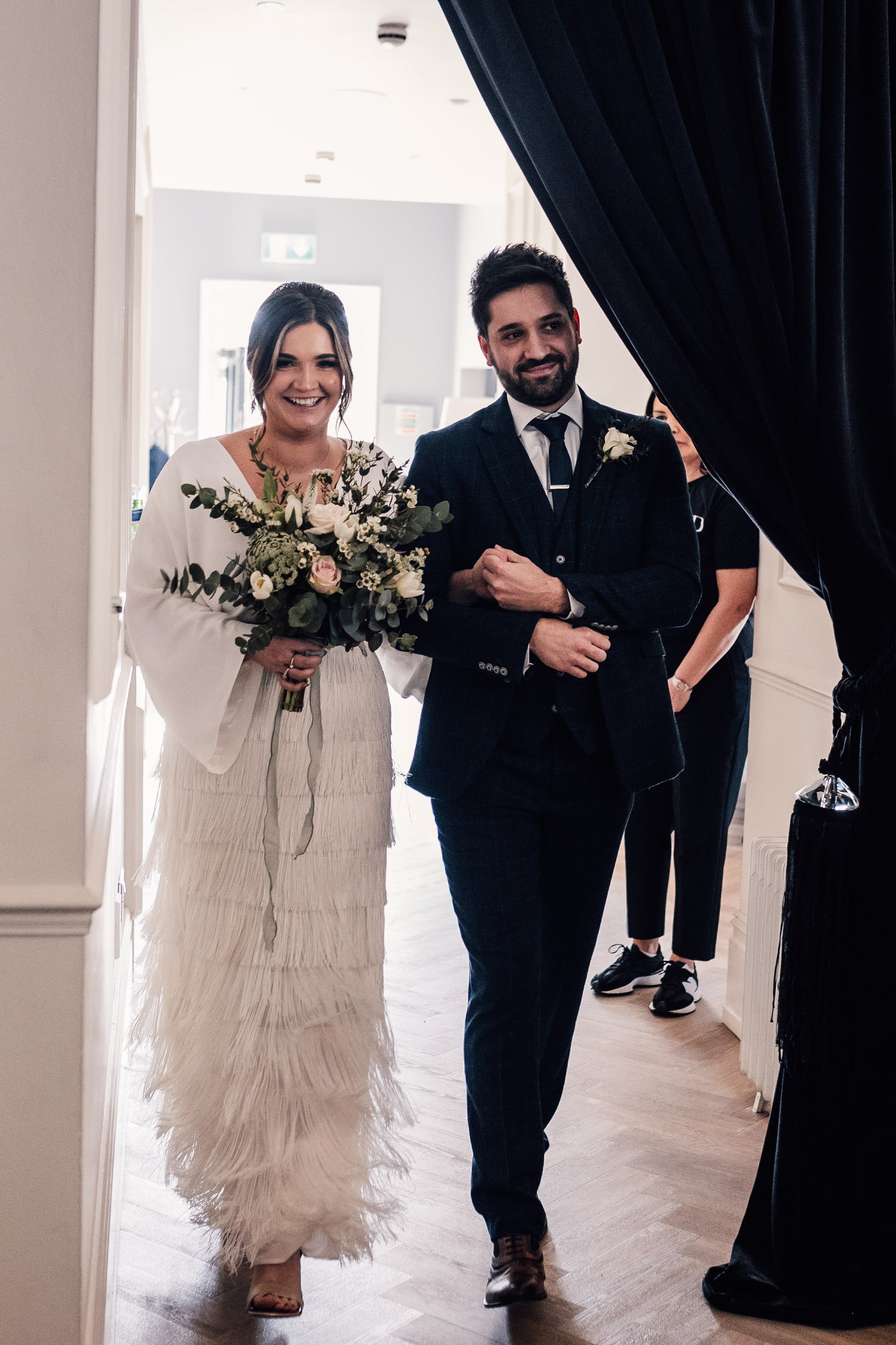 bride walking down the aisle at the old vicarage boutique hotel