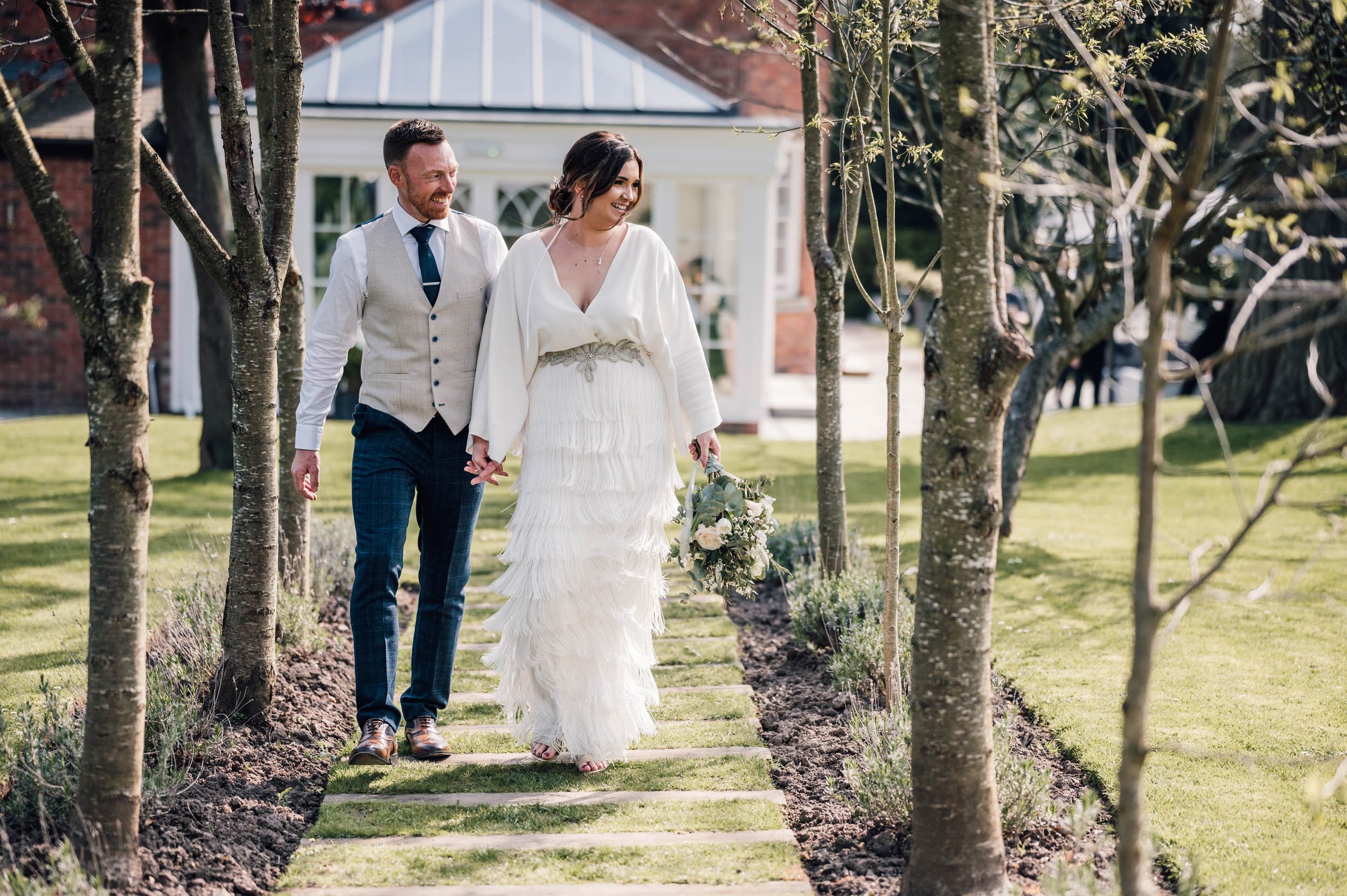 bride and grrom at the old vicarage boutique hotel, southwell, Nottingham