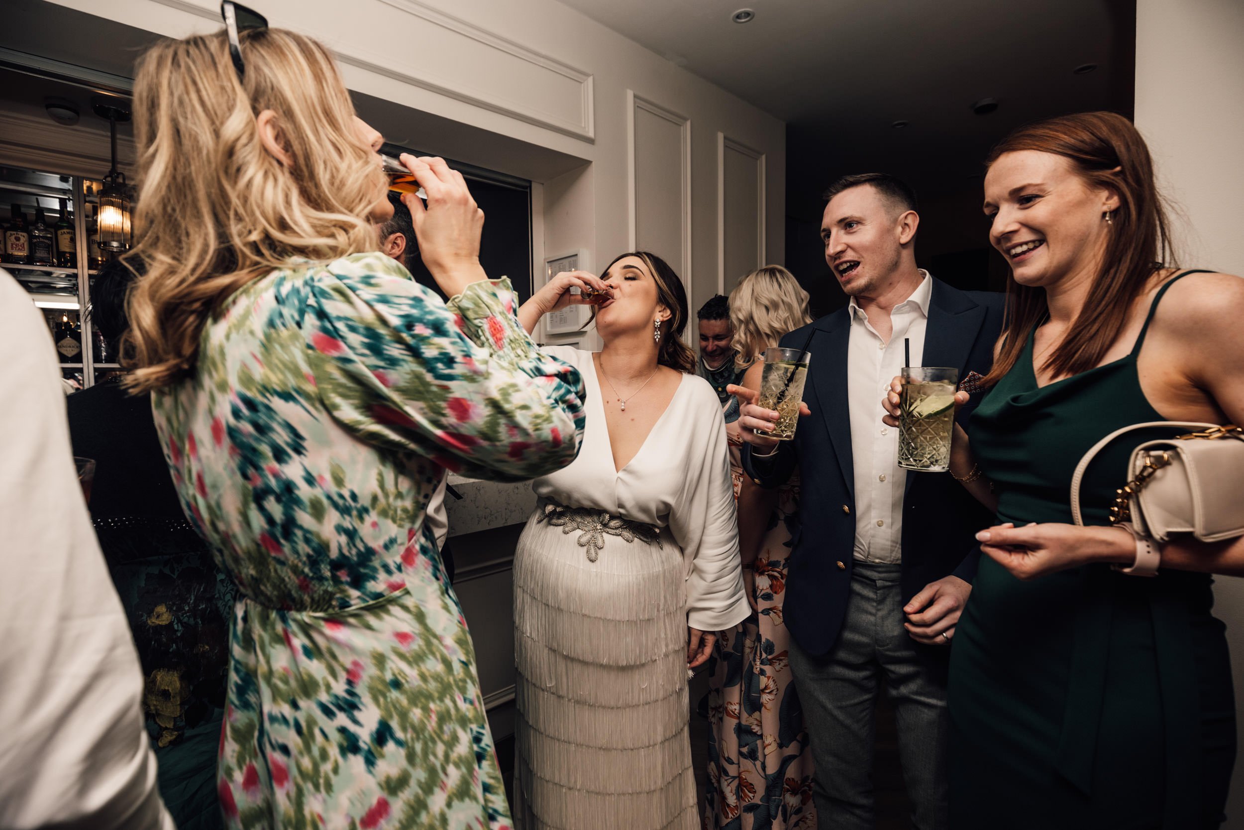 bride drinking tequilla shots