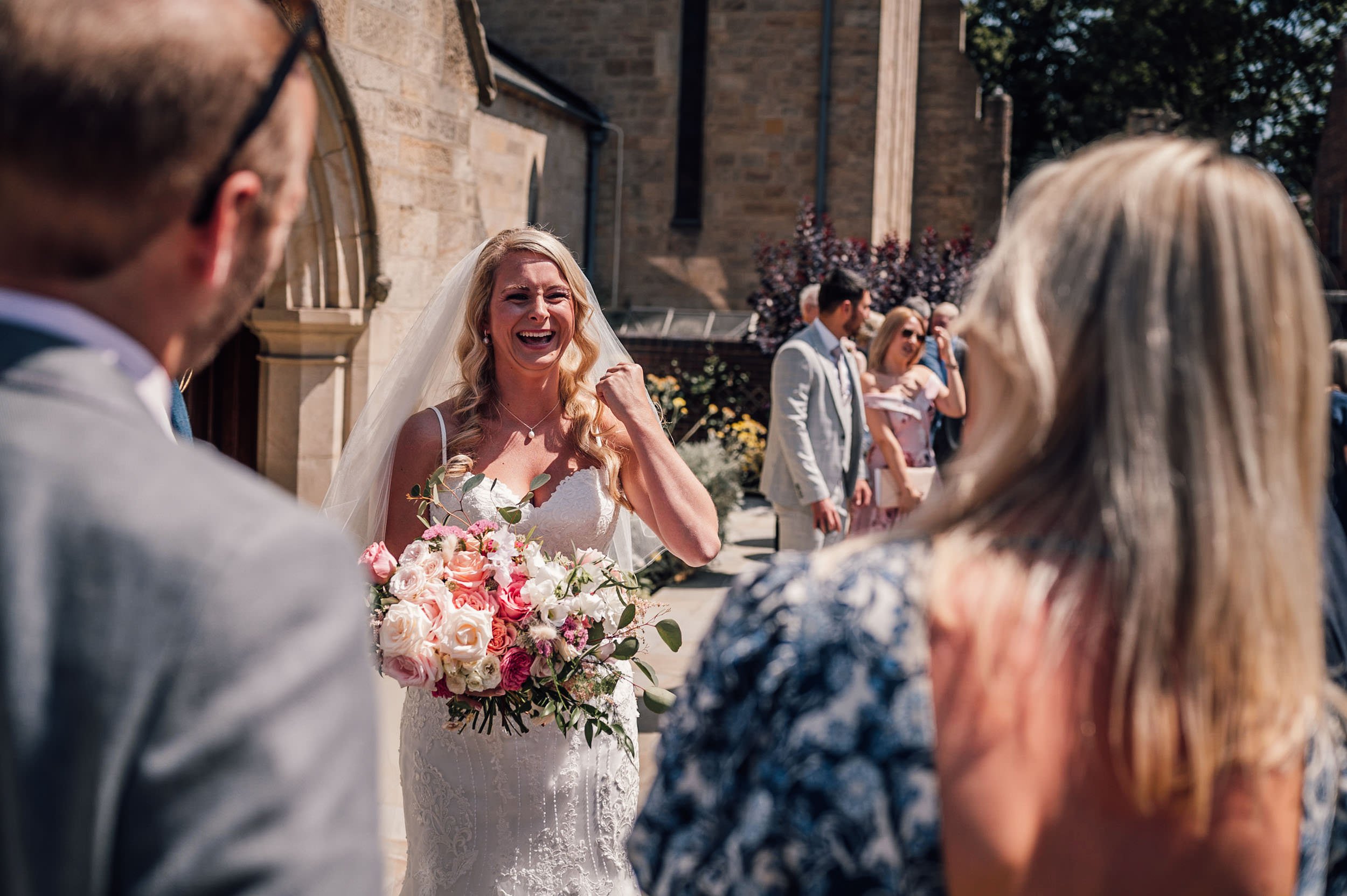 bride mingling with friends