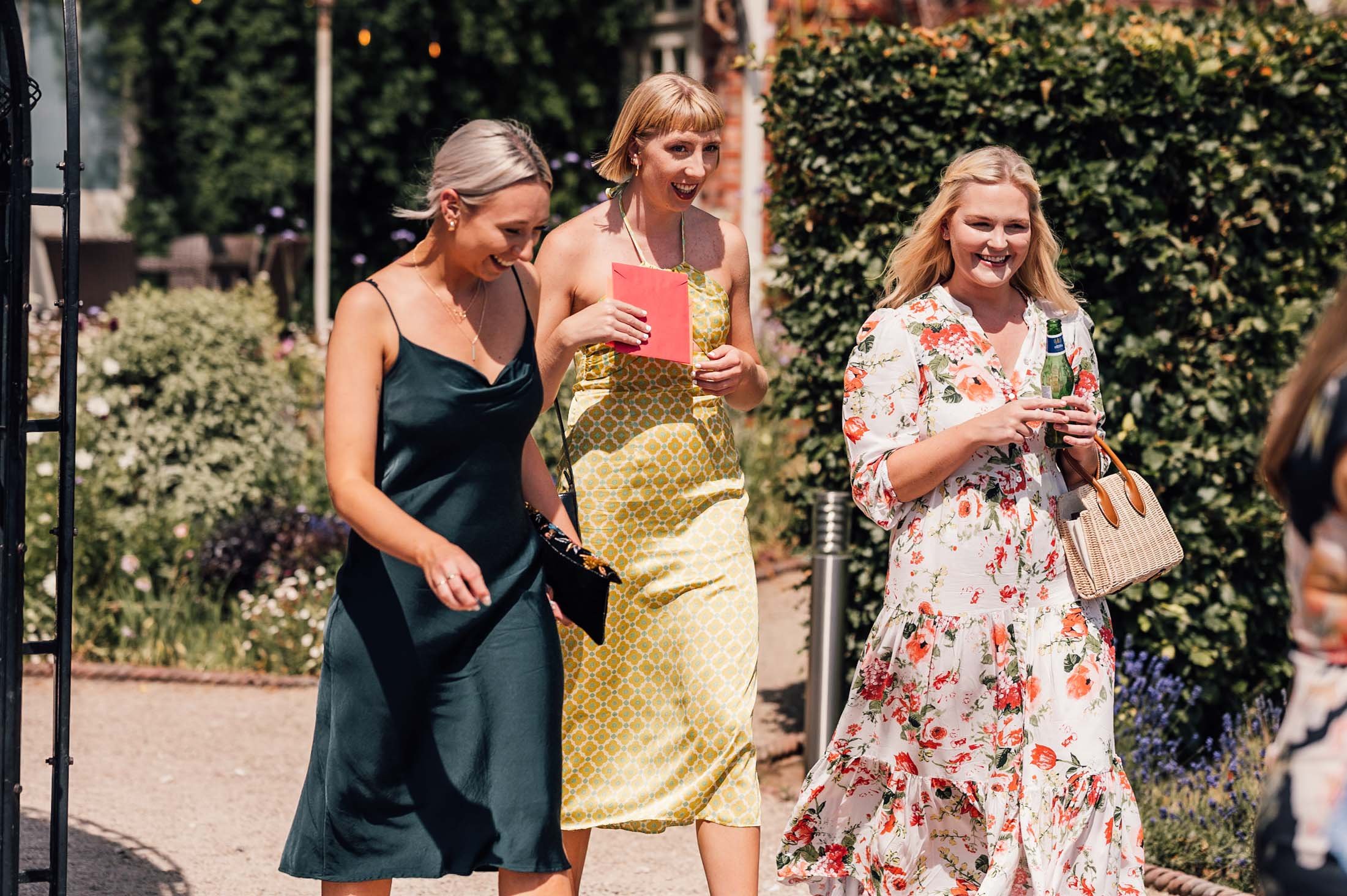 wedding guests arriving at the reception