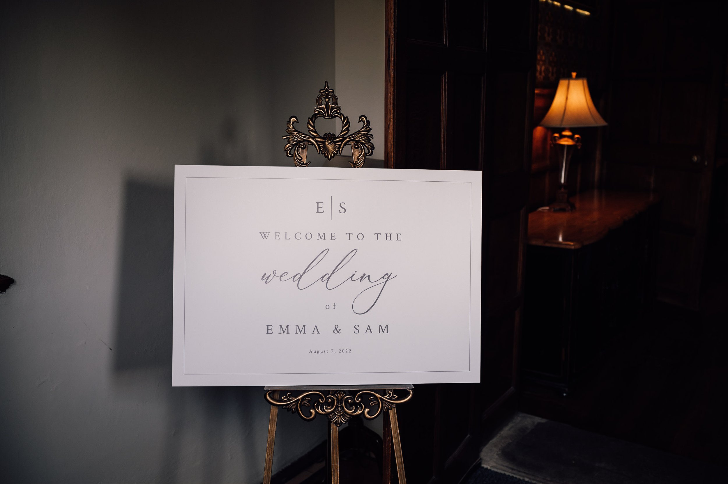 Welcome to the wedding sign at Hodsock Priory