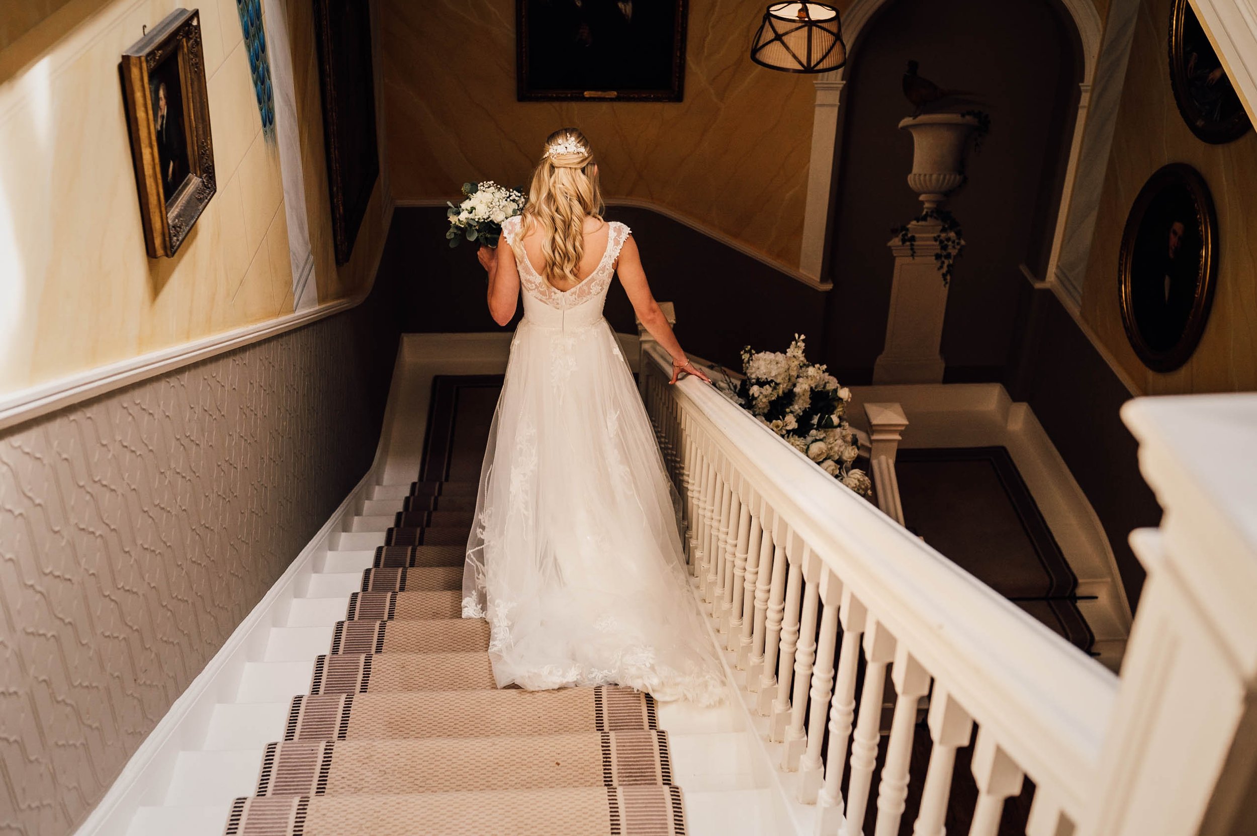 Bride walking down the stairs