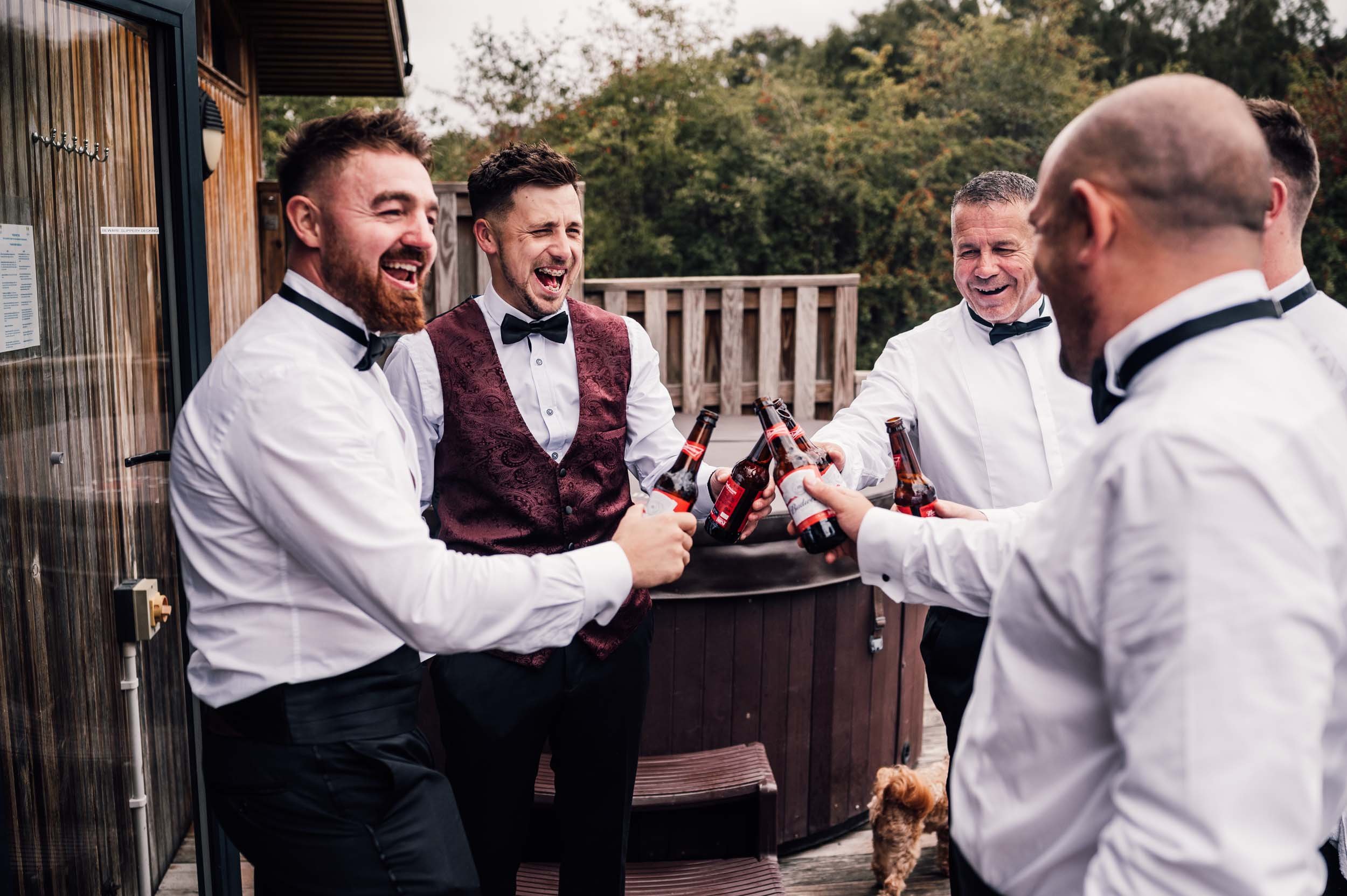 groomsmen laughing