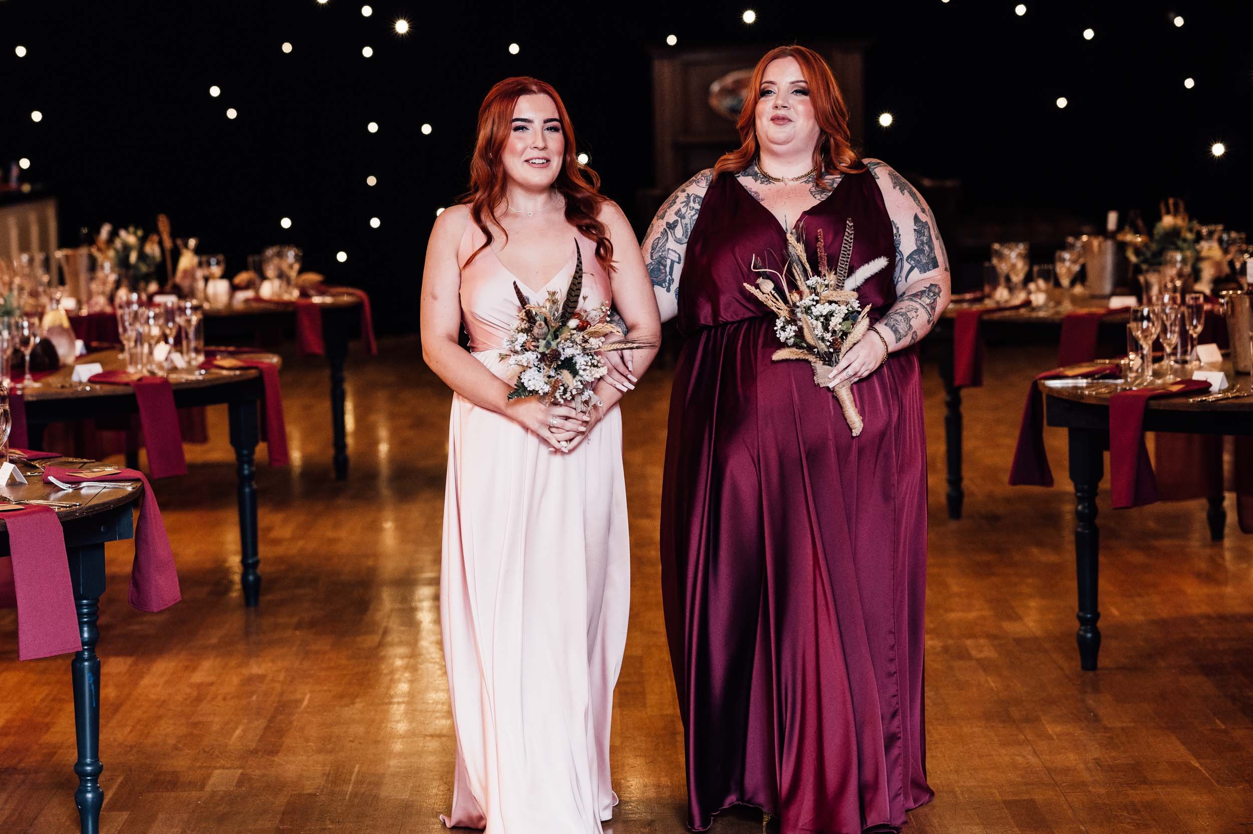 bridesmaids walking down the aisle