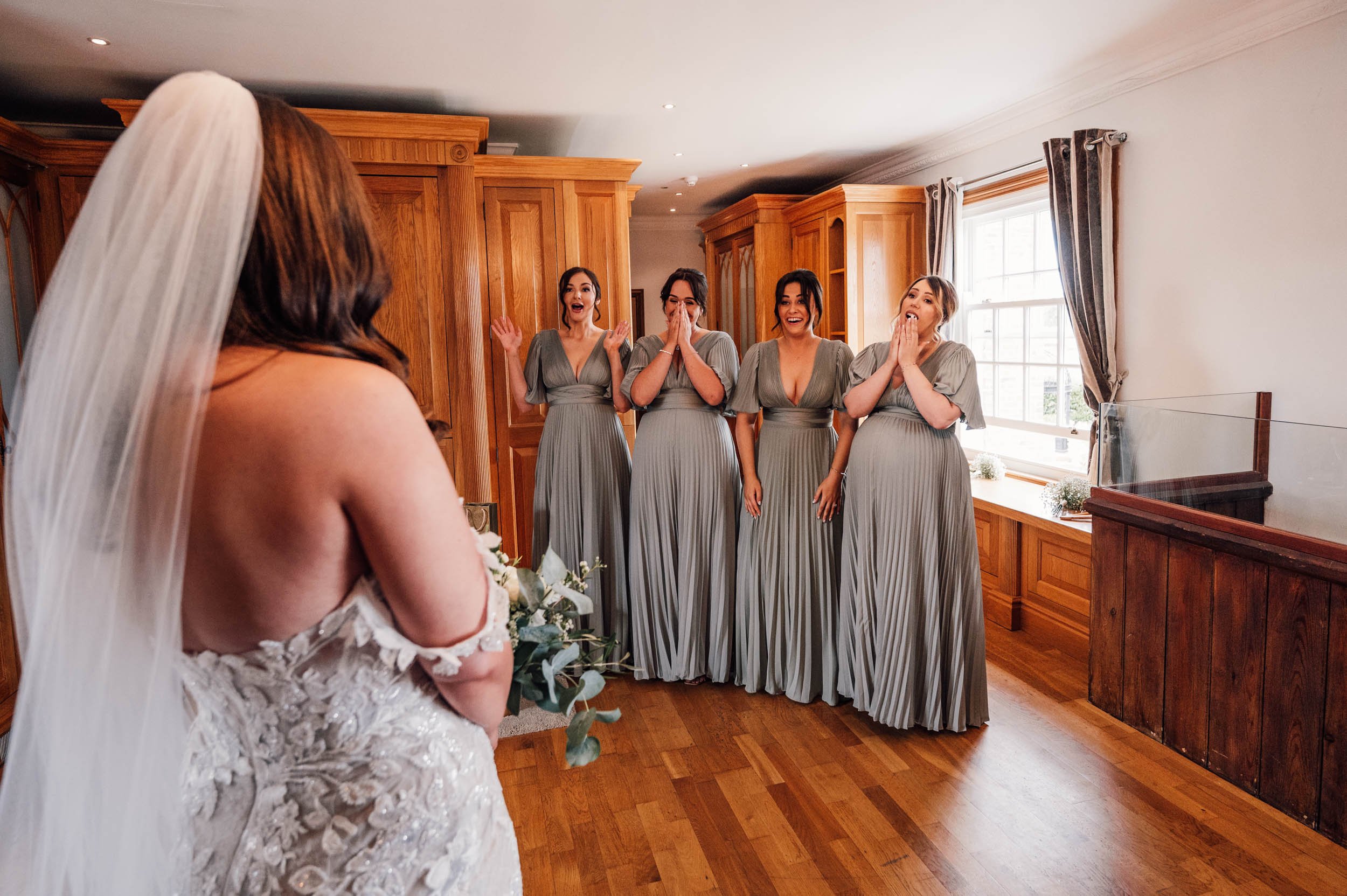 bride reveal to bridesmaids