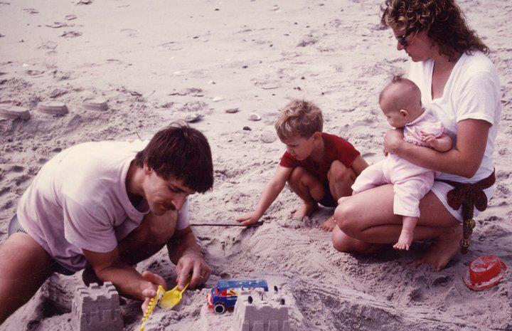 My mom and first dad with my sister and me in Long Beach Island, NJ, 1984.