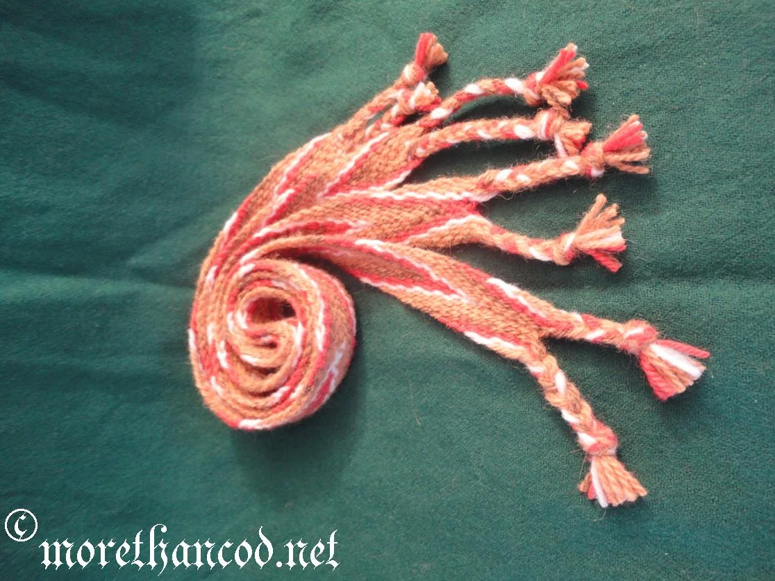7. Fingerwoven/braided garters (hoseband)