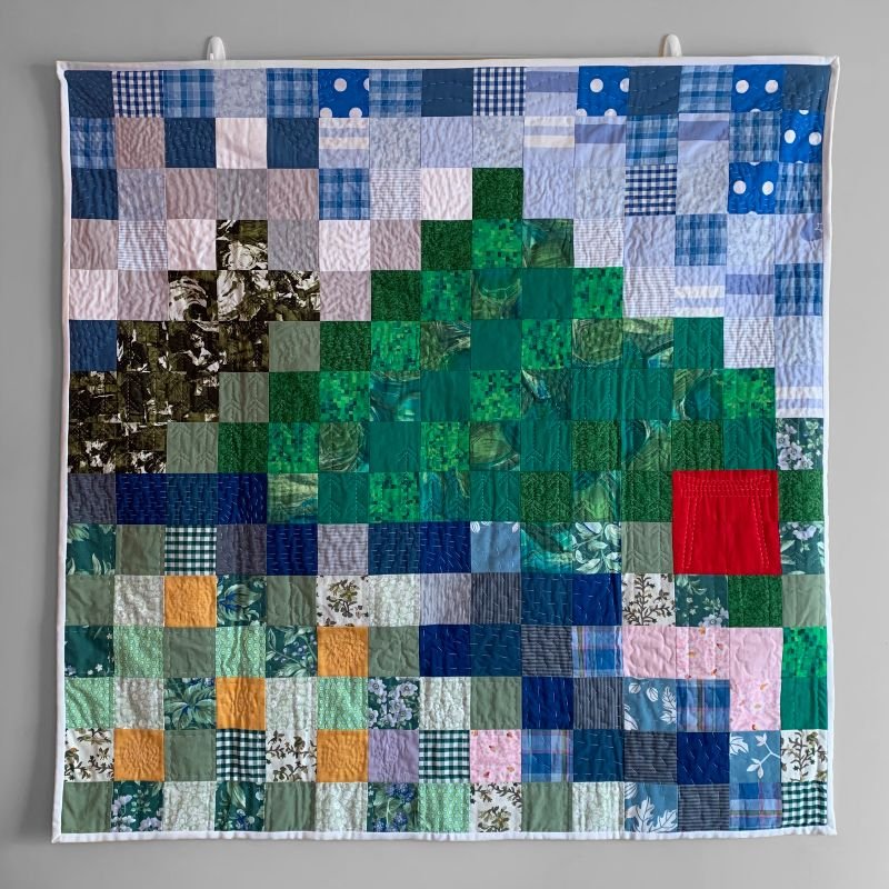 The Yamagata Quilt by Saturn Cottage Industries handquilted patchwork made in Ireland from reused materials.jpg