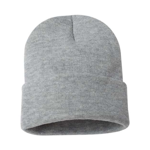 Heather grey cuffed classic style beanie