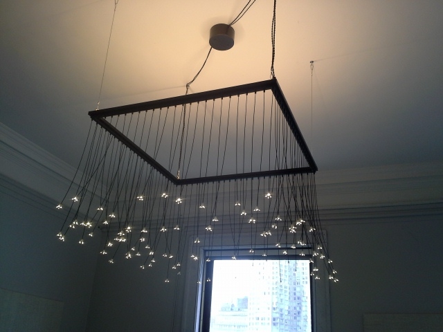 A Brooklyn-based manufacturer donated this creative light to BeeX, which hangs over the boardroom.