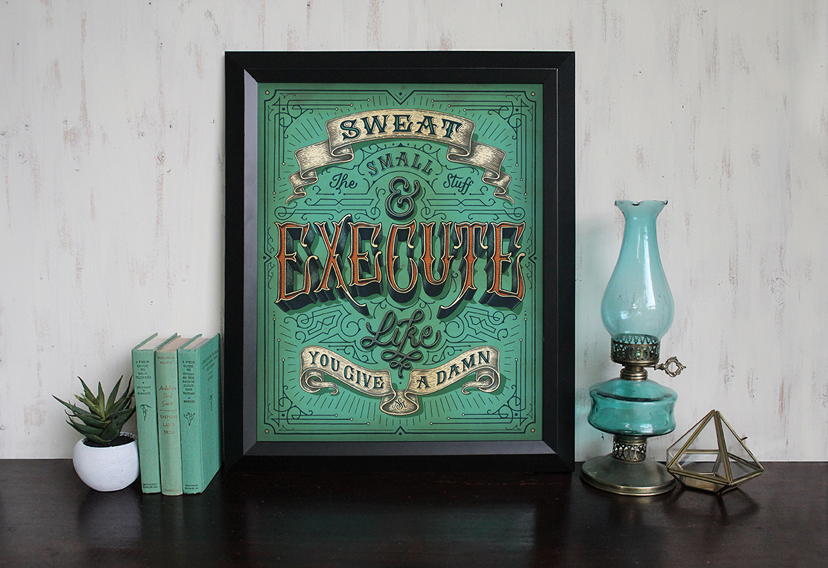 Motivational and dimensional type-centric poster created for Ten Gun Design office spaces.