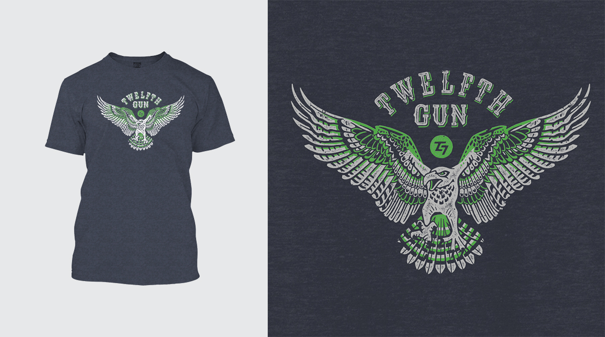 Custom vintage interpretation of Ten Gun Design Seahawks pride