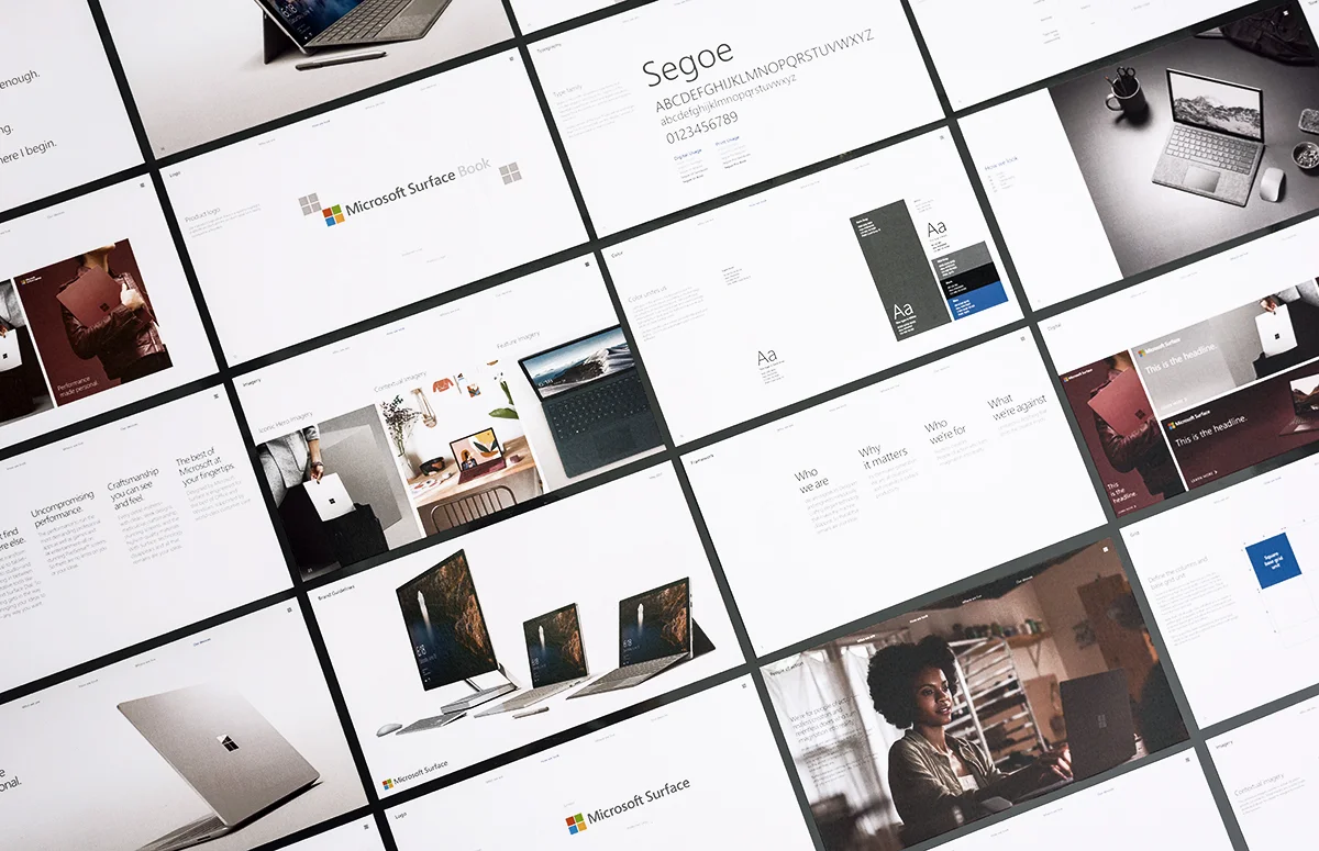 Sample pages from Surface Brand Guidelines