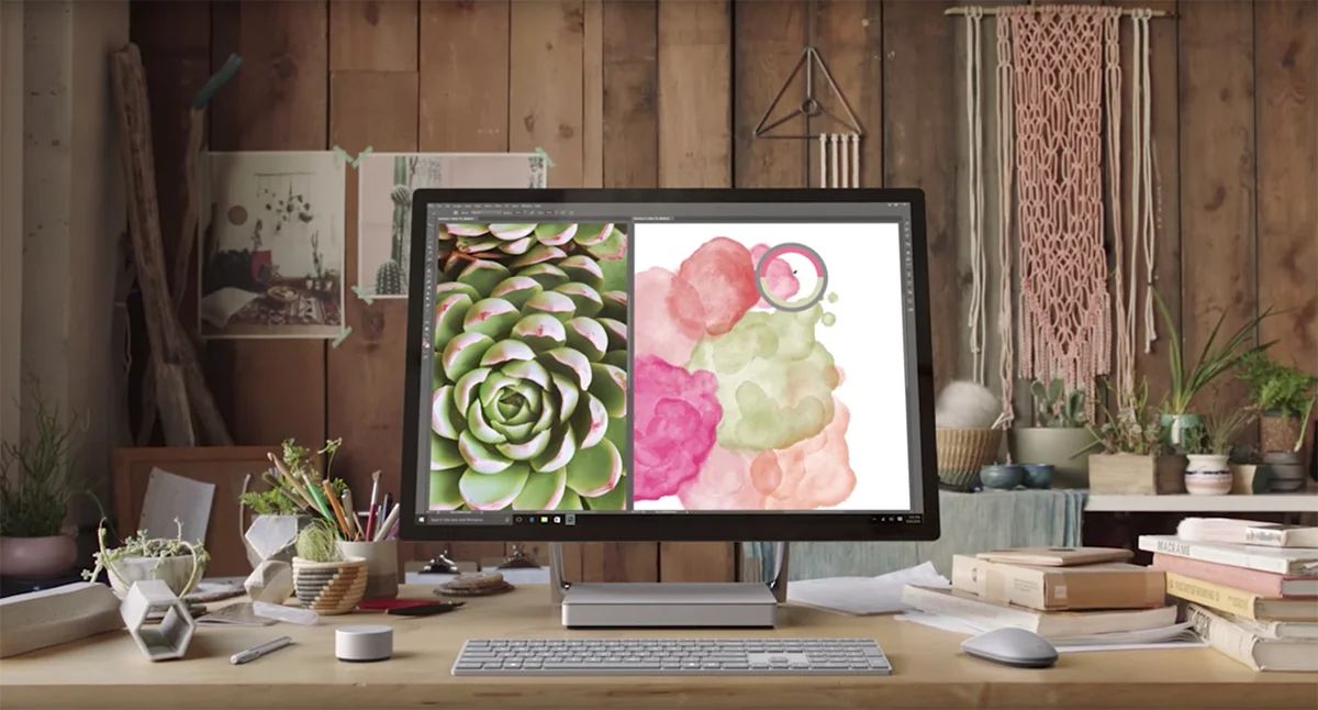 Digital Watercolor screen featured at 1:45 of the Introducing Microsoft Surface Studio promo video