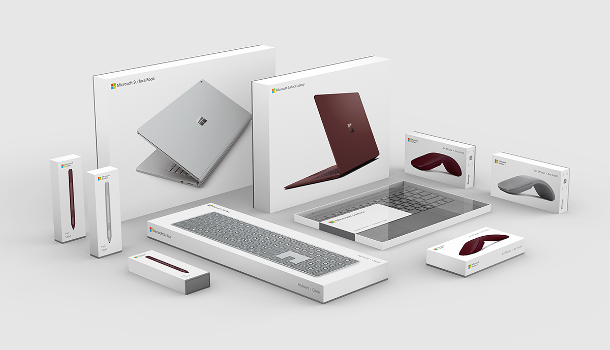 Microsoft Surface family packaging design system