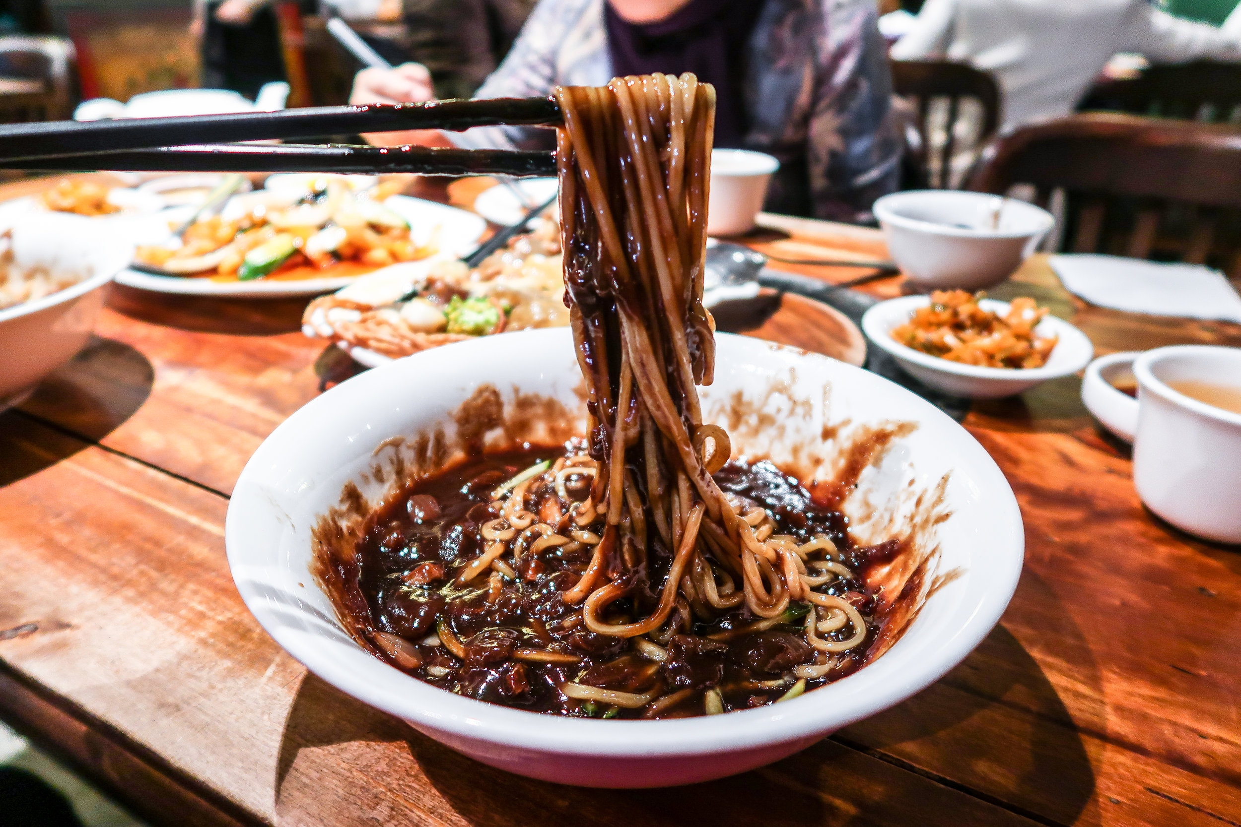 Jjajangmyeon (noodles in blackbean sauce) 