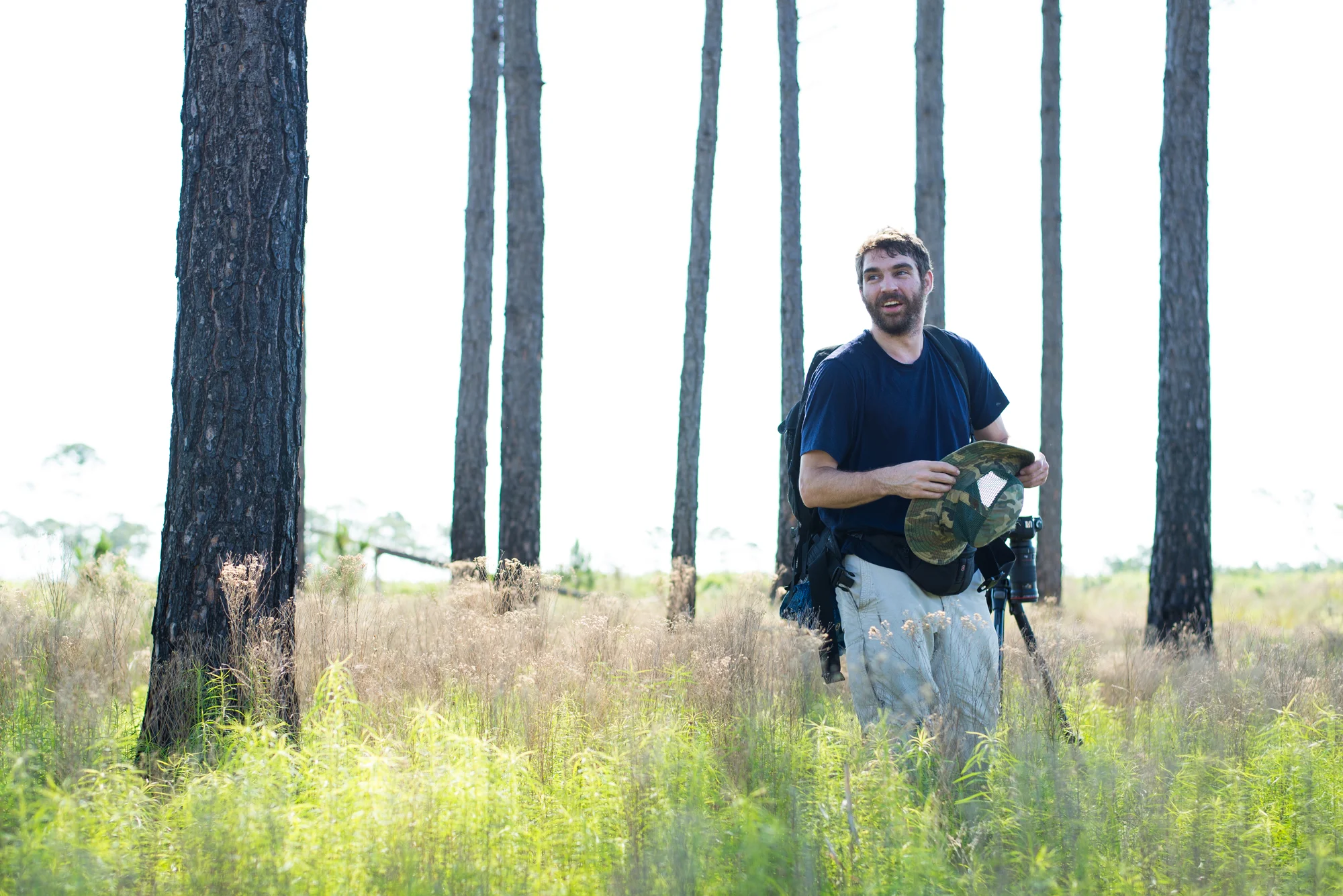 Alex prepares to set up a temporary launch pad for the drone.