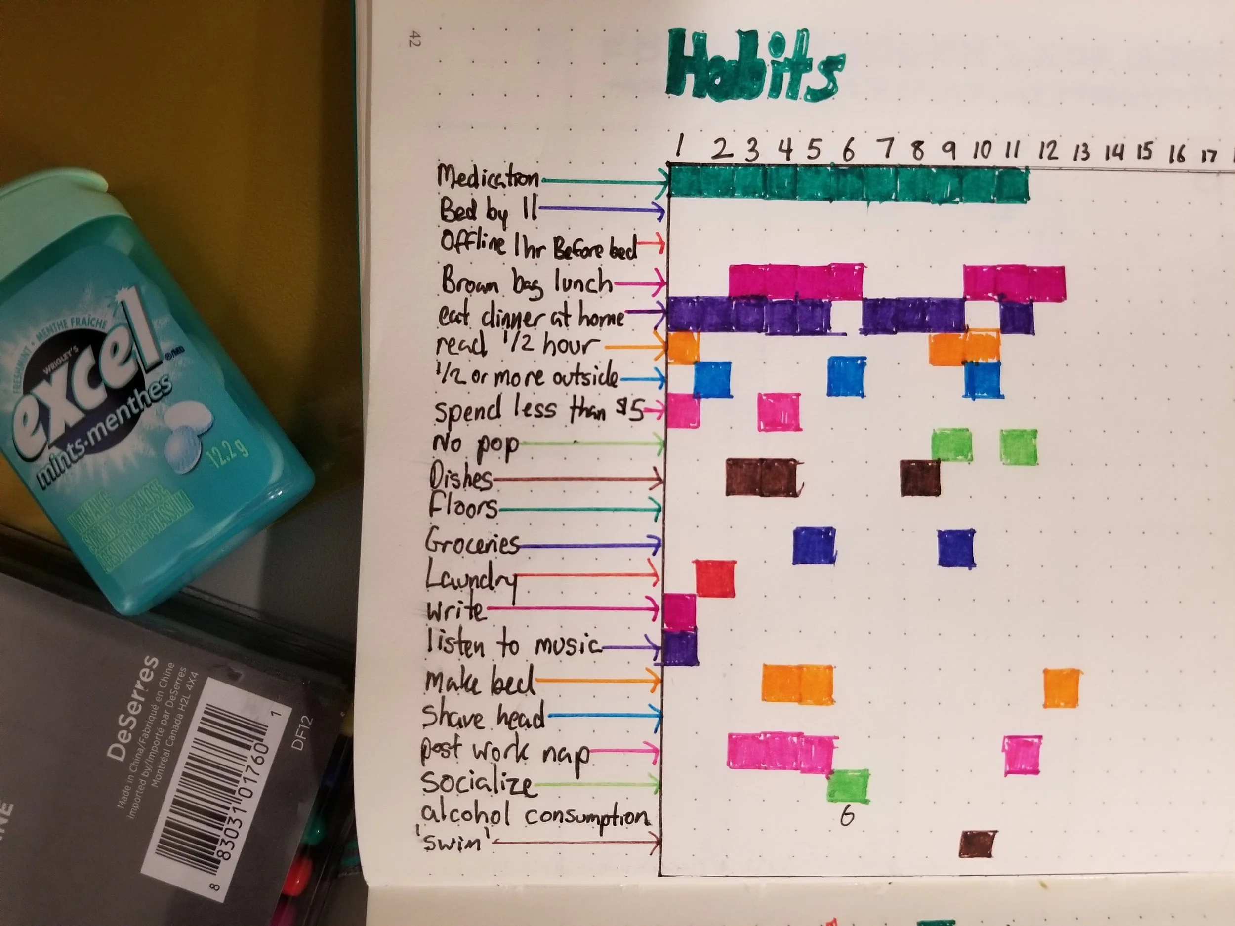 My habit tracker in my bullet journal