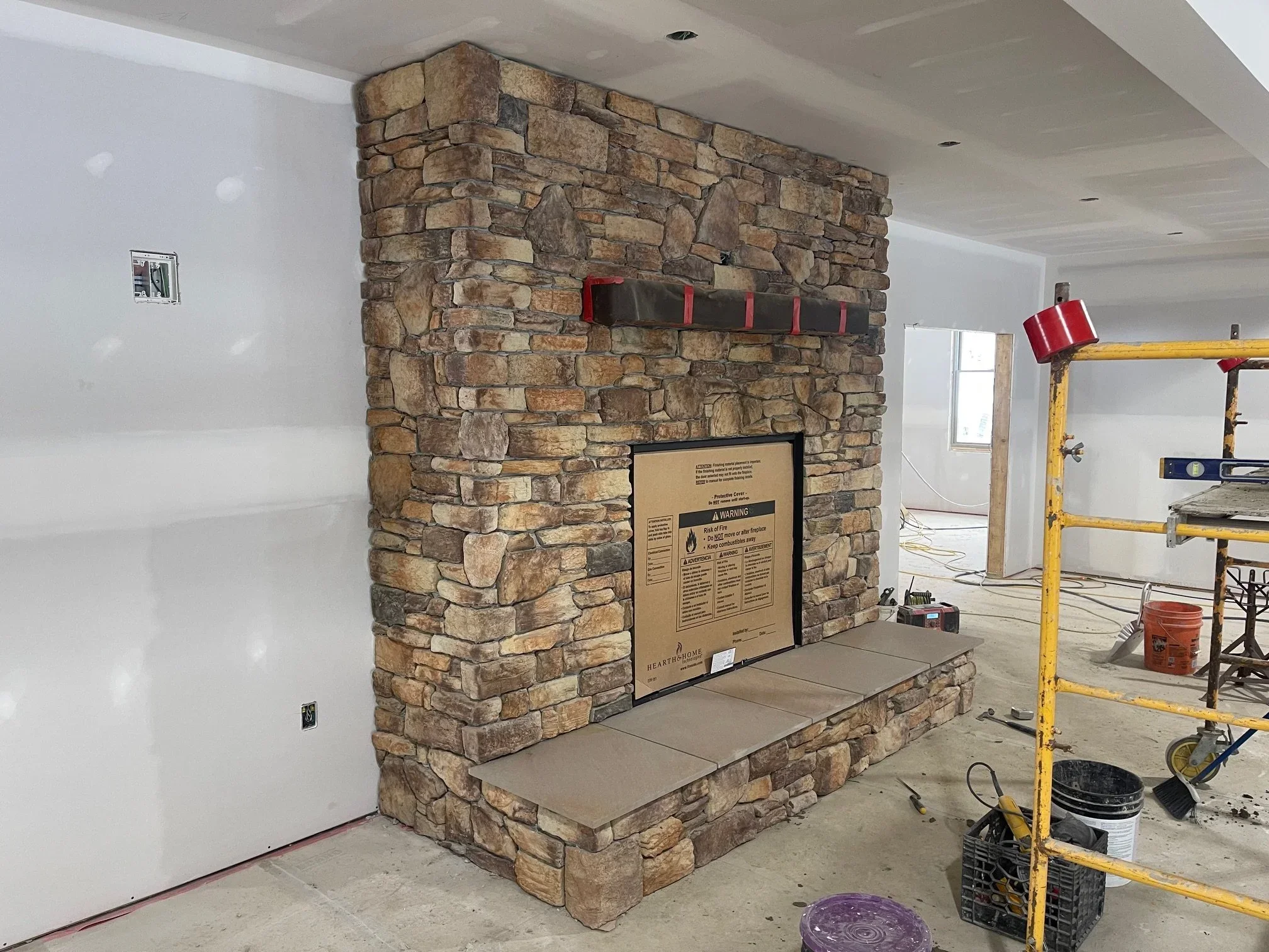 Jan. 29 - Fireplace stonework nearly complete