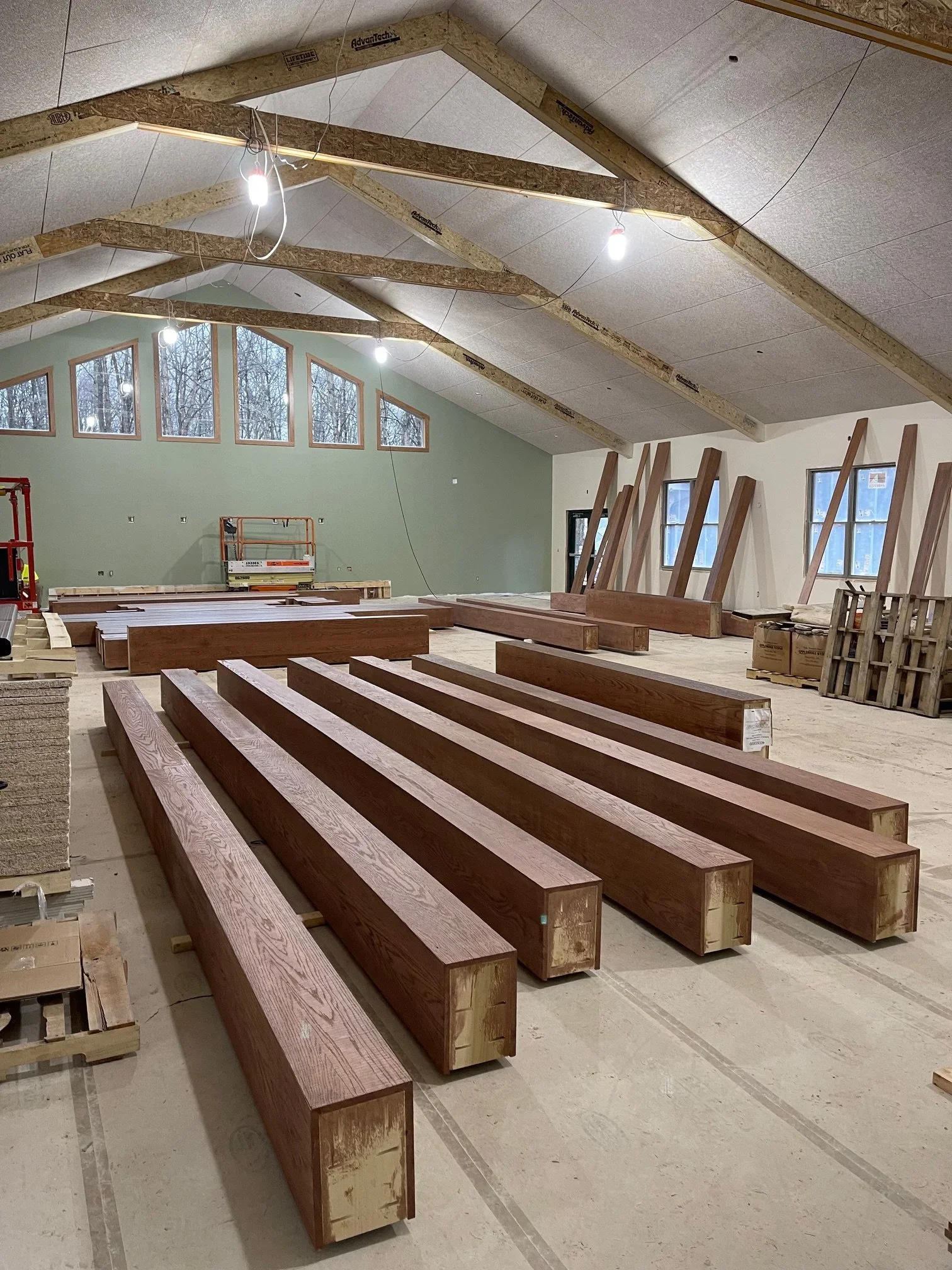 Feb. 20 - Beams will be wrapped in re-sawn oak.  Nearly ready for  install.