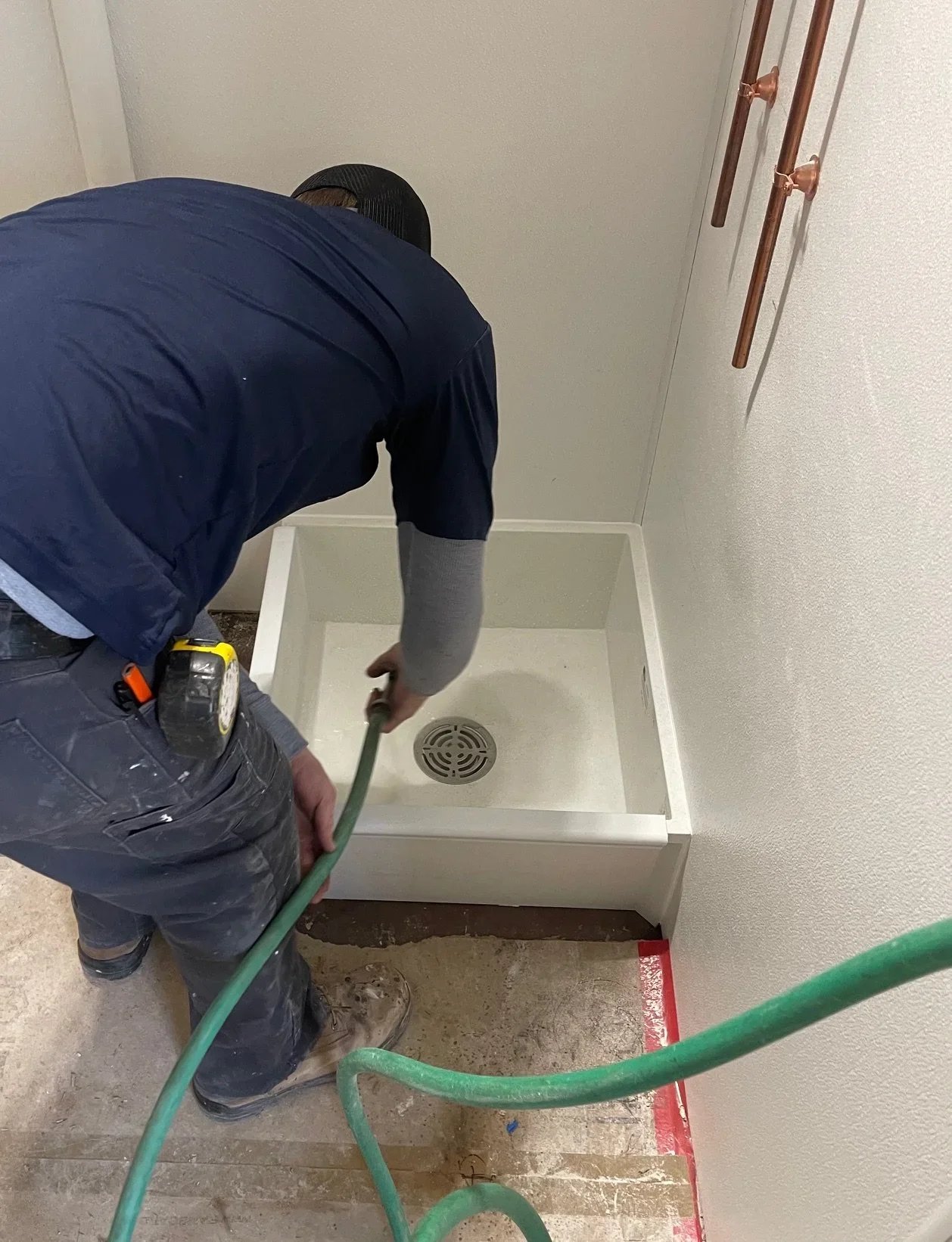 Jan. 19 - Running water and the mop bucket drain sink is ready to go.