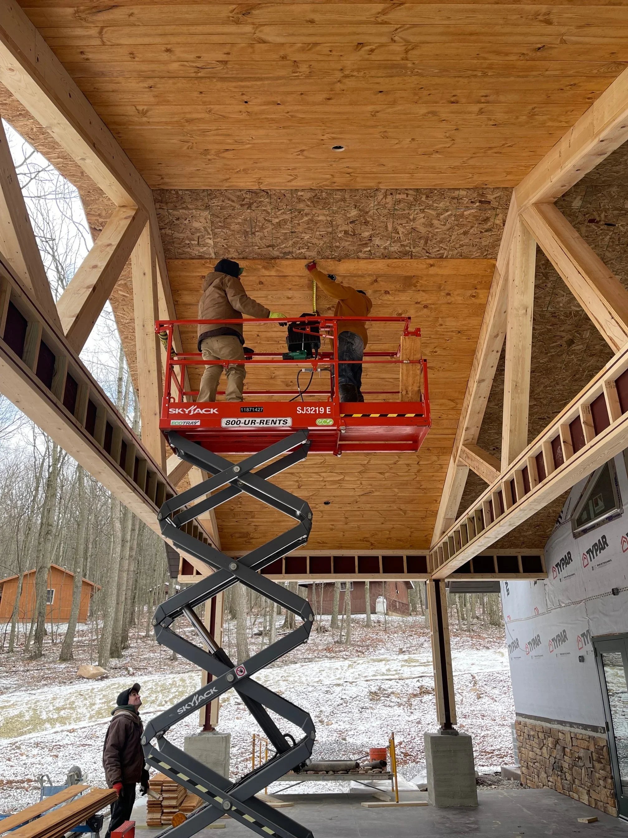 Jan. 19 - Porch ceiling tongue-and-groove installed