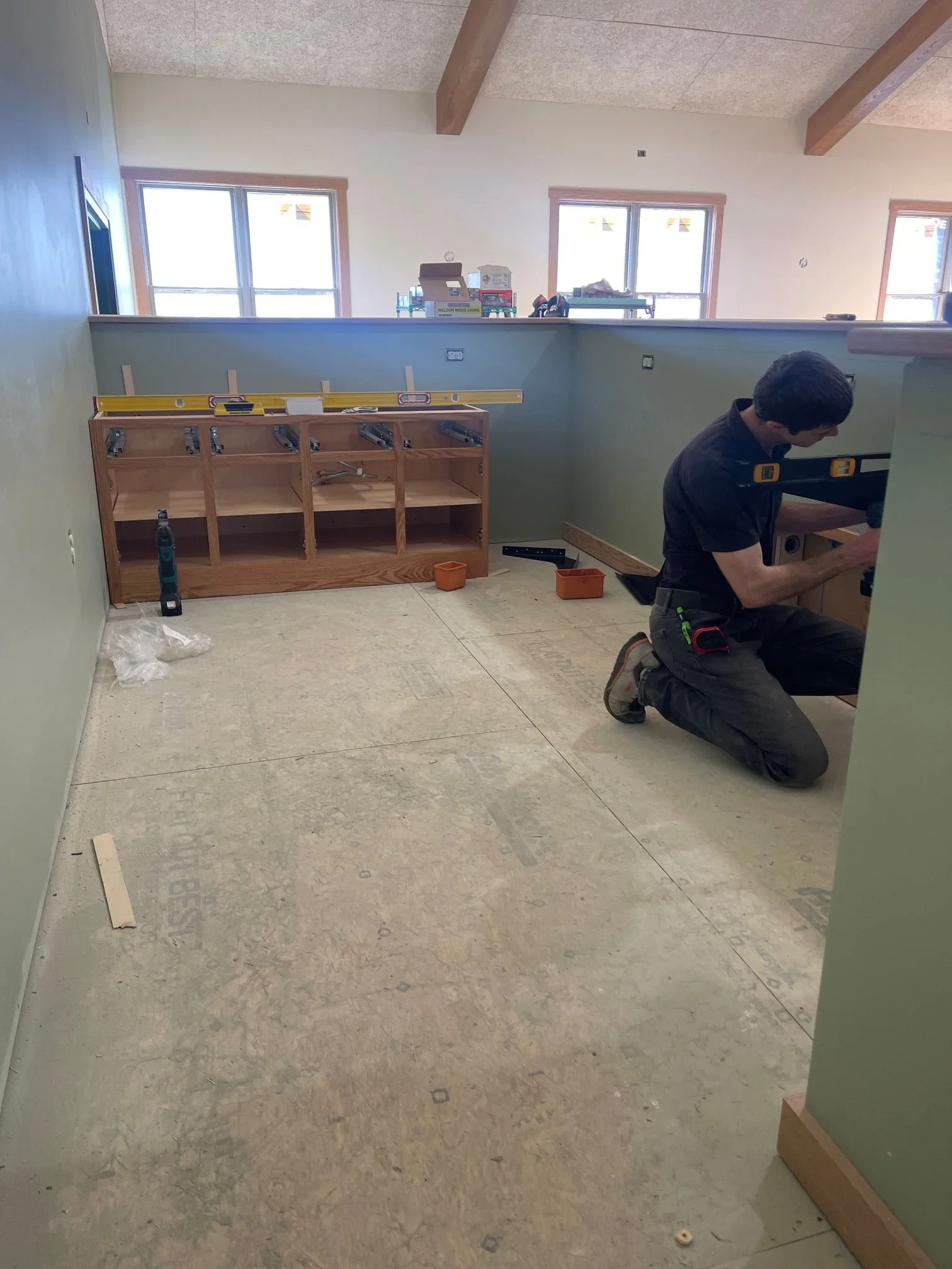 Sound system cabinets installed