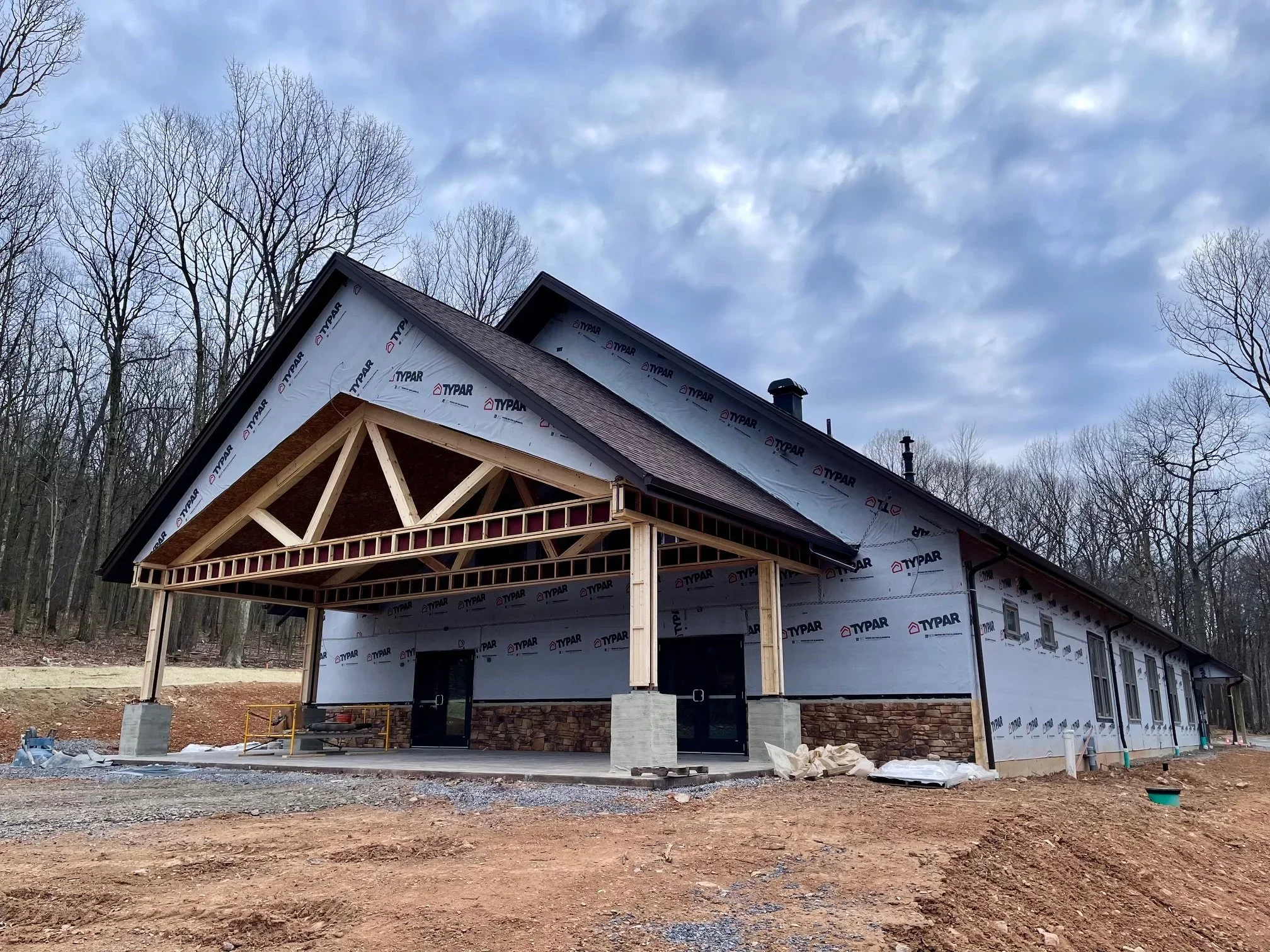Jan. 19 - Porch beams are ready to be wrapped