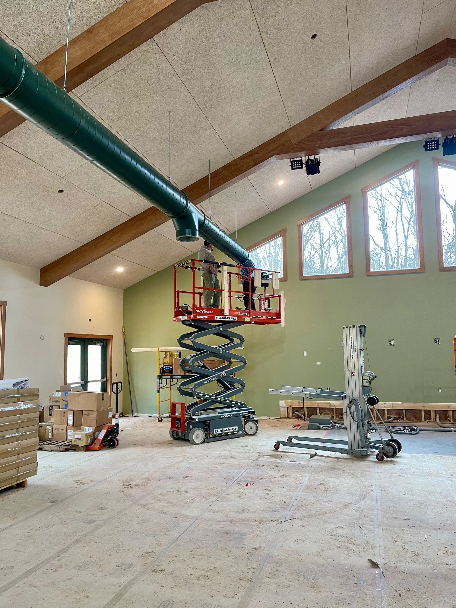 March 13 - Last section of ductwork in the main room