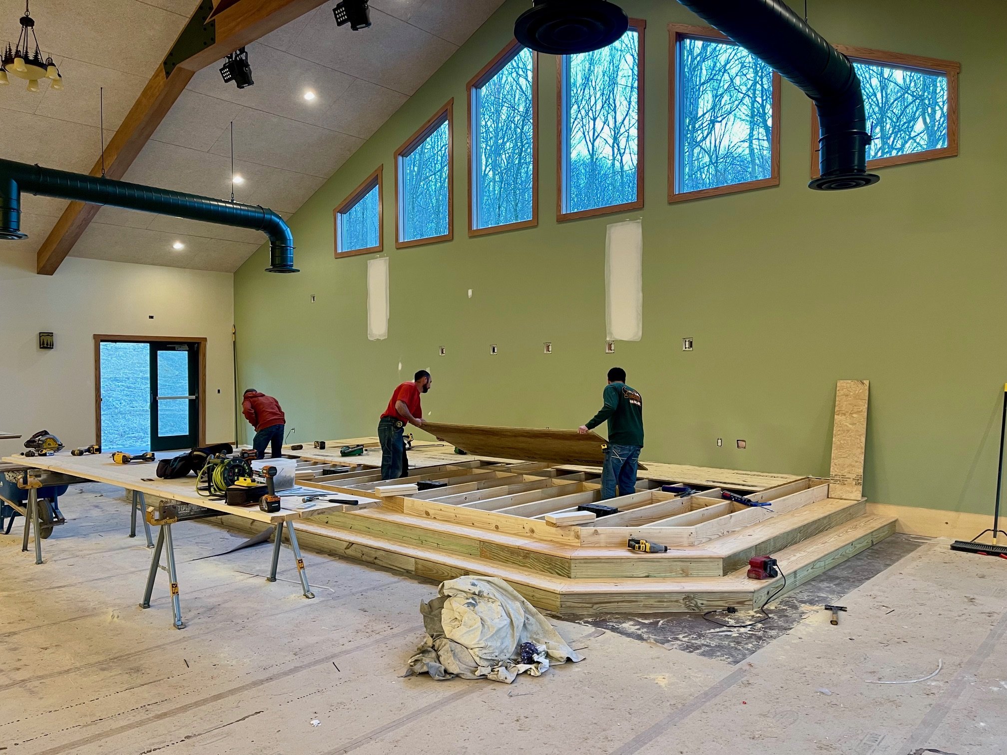 March 20 - Stage construction and drywall touch-ups.