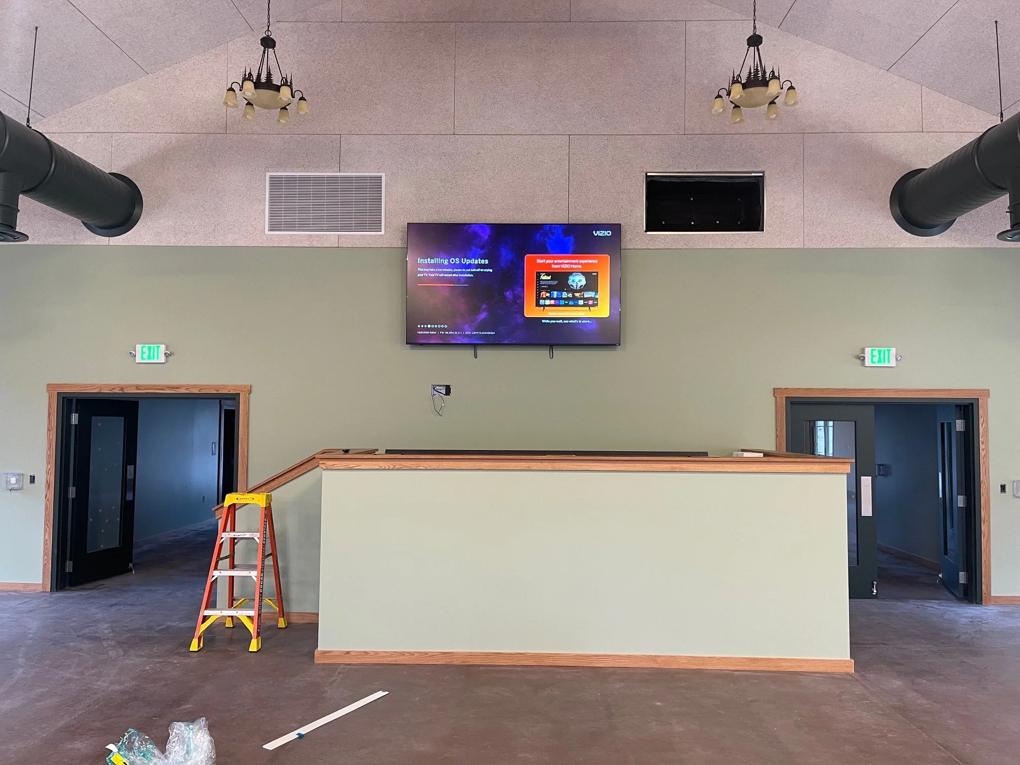 March 31 - 100" TV above the sound booth