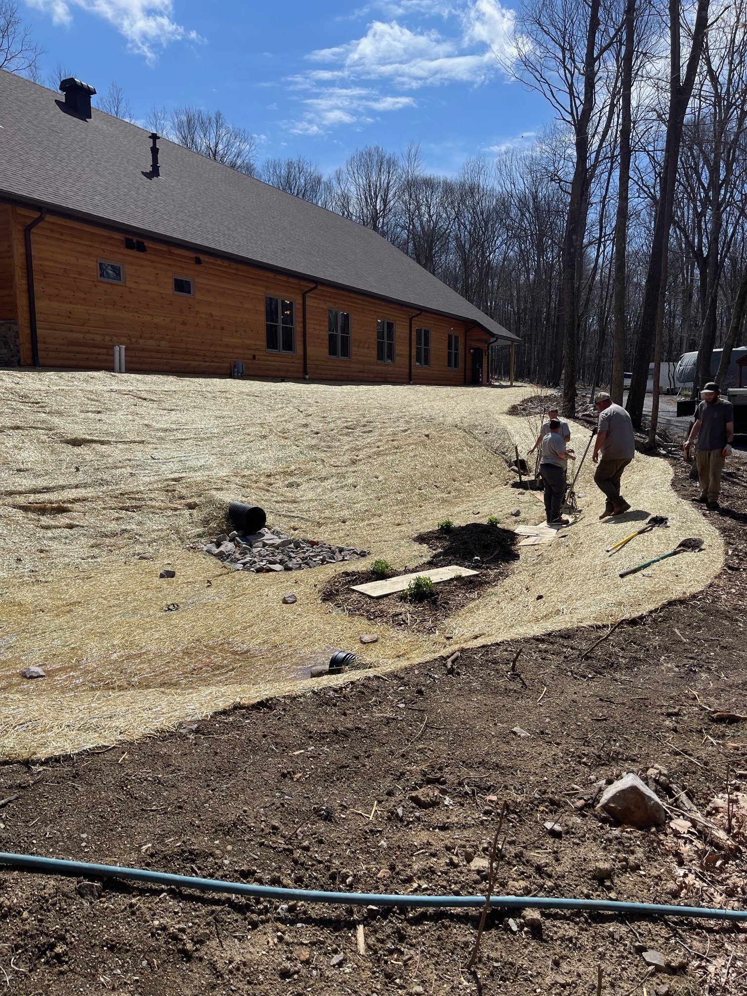 April 1 - "dry-pond" retention landscaping complete