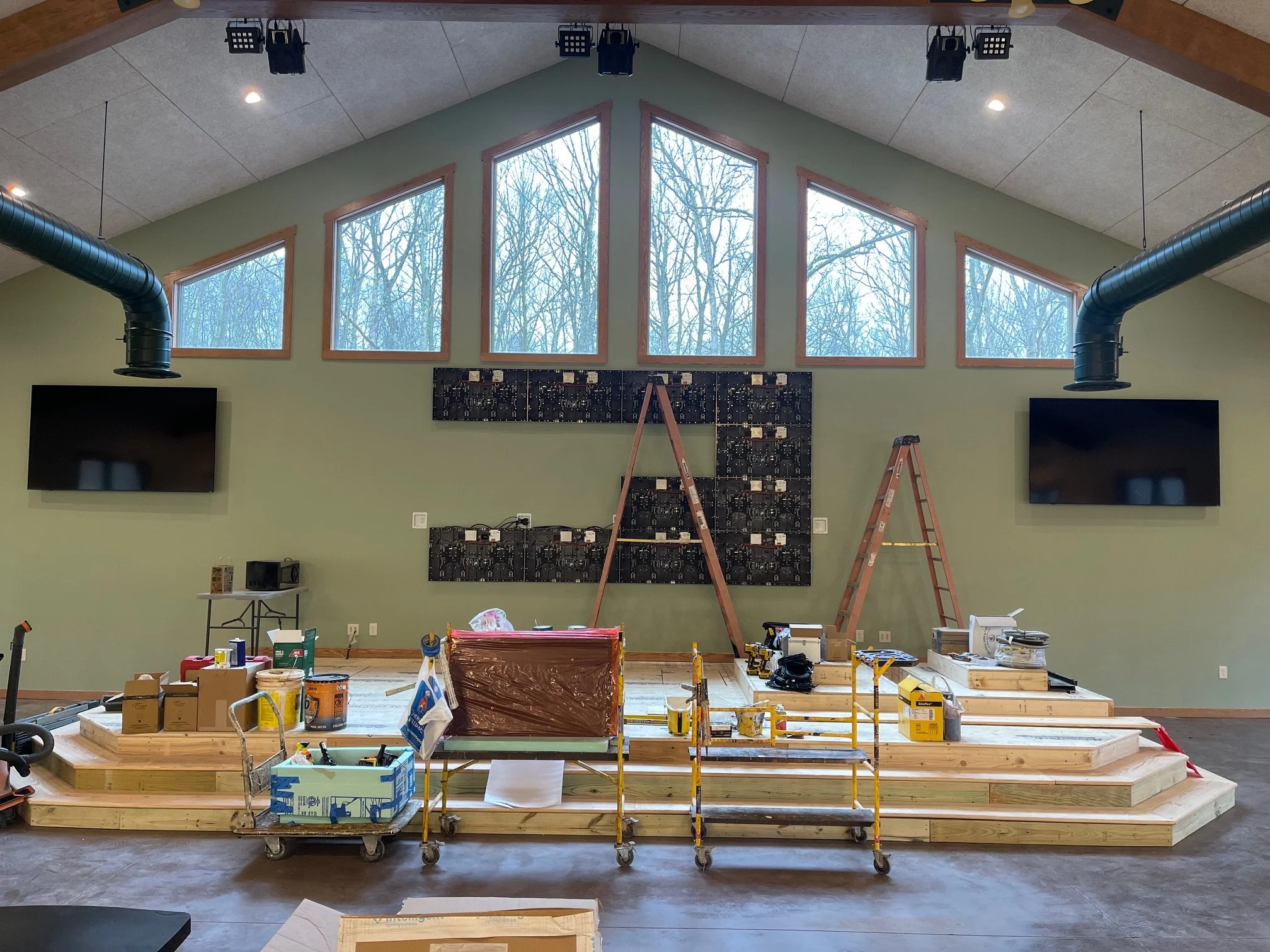 April 3 - Video wall install progressing