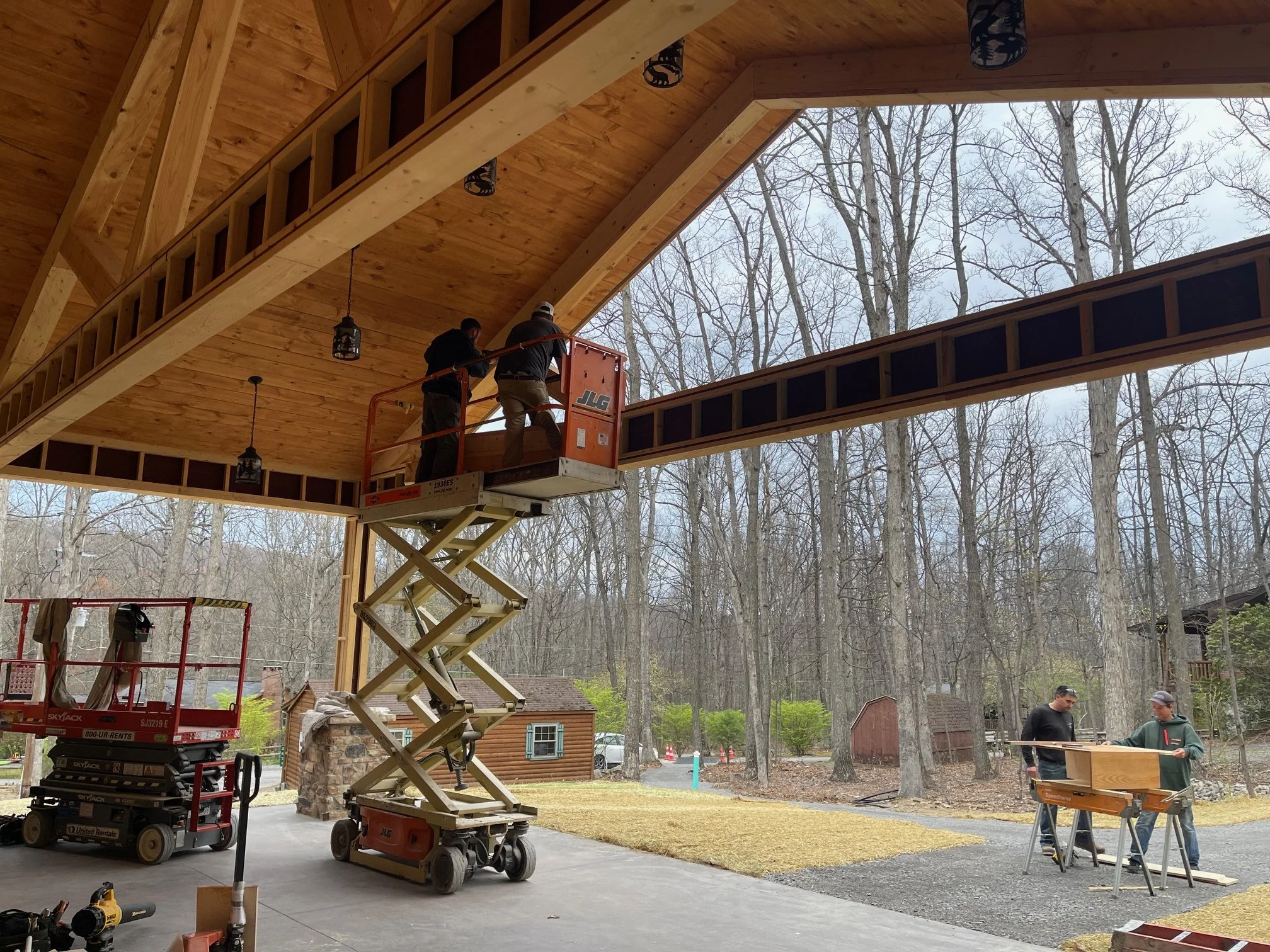 April 13 - Re-sawn pine beam wrap begins on porch