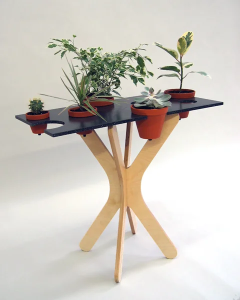   Erb Table   Birch Plywood + Corian 17”H or 30”H X 31”W X 15”D  Vertical configuration. 